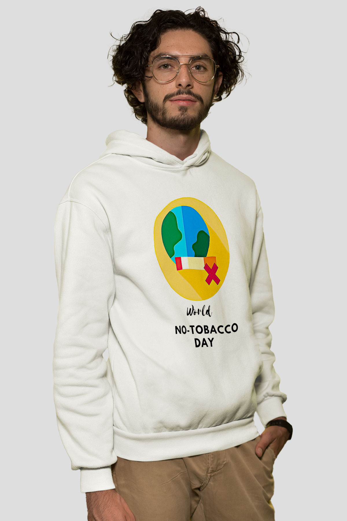 Sigarayı Bırakma Günü Baskılı Beyaz Unisex Kapüşonlu Sweatshirt