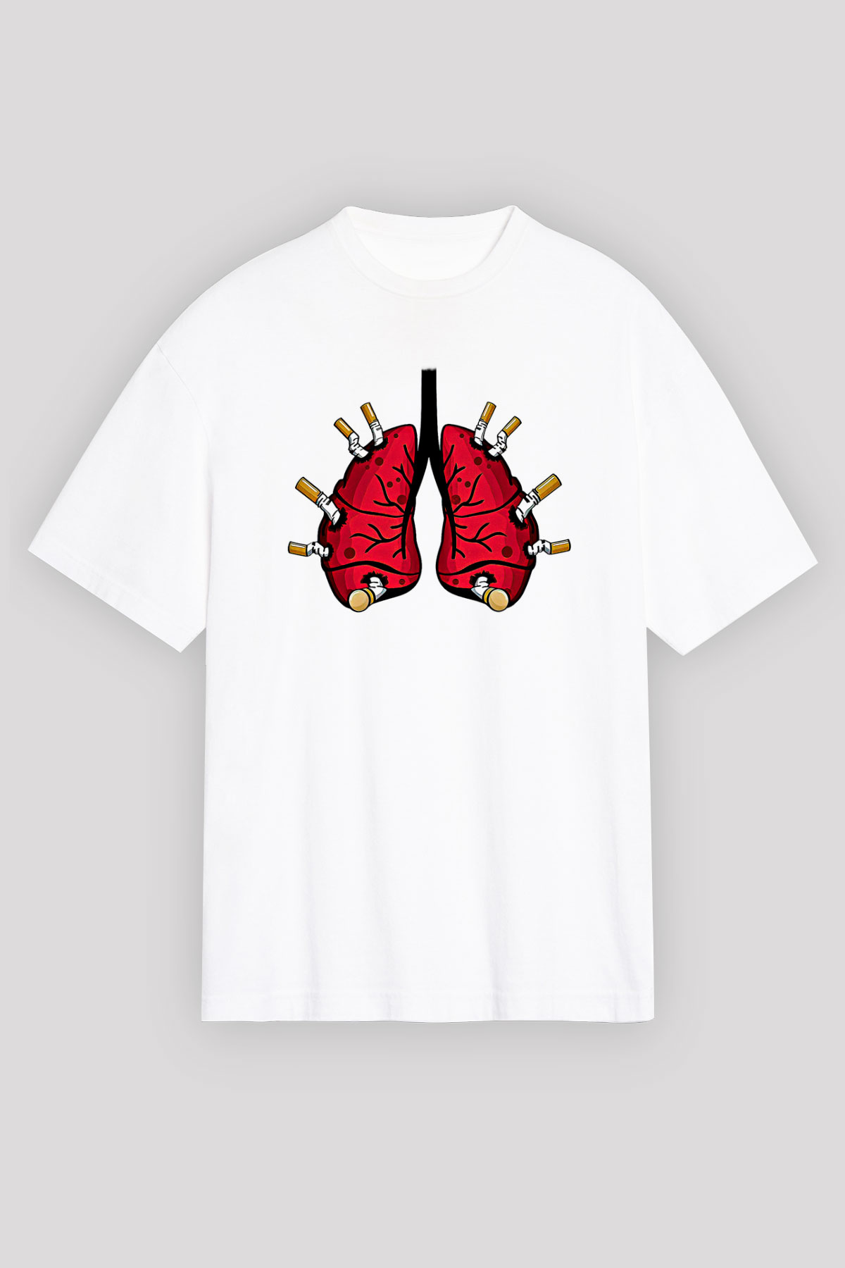 Sigarayı Bırakma Günü Baskılı Beyaz Unisex Oversize Tişört - Tshirt