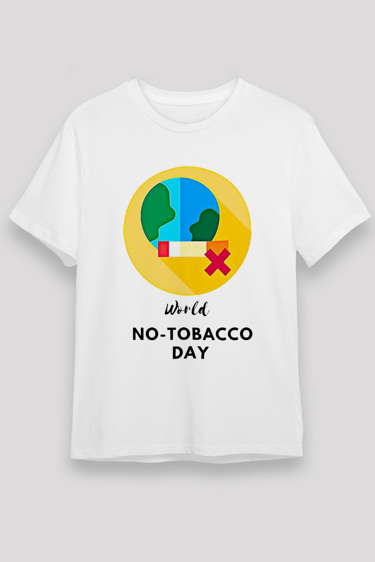Sigarayı Bırakma Günü Baskılı Unisex Beyaz Tişört - Tshirt