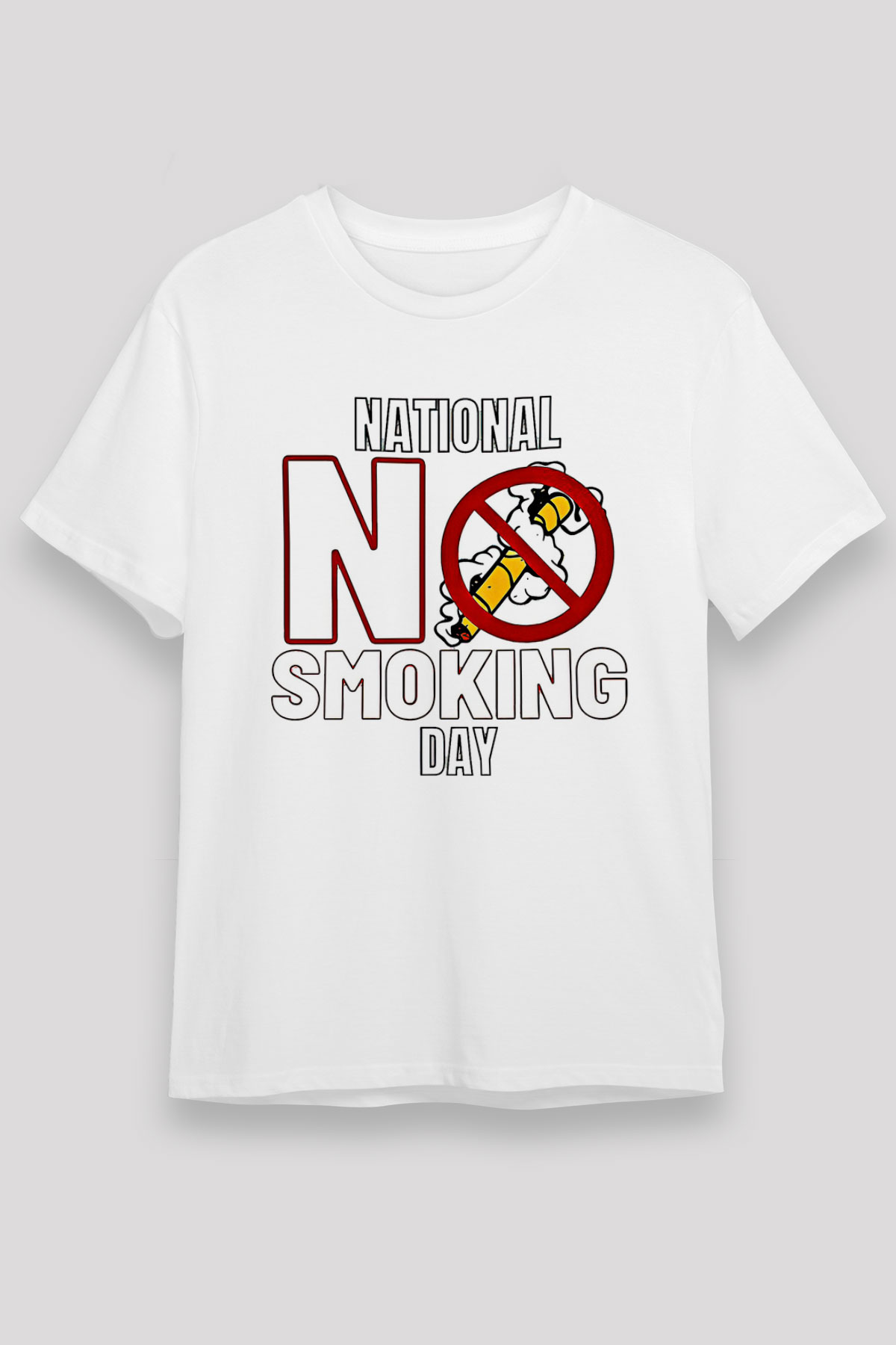 Sigarayı Bırakma Günü Baskılı Unisex Beyaz Tişört - Tshirt
