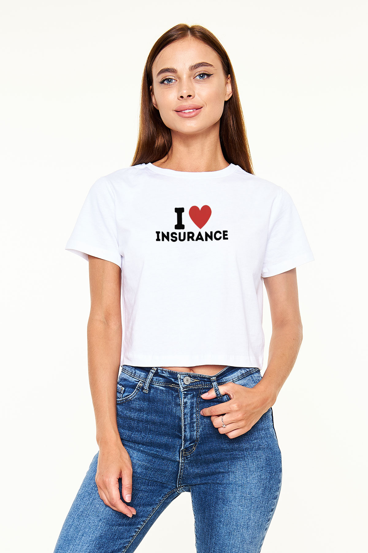 Sigortacı Beyaz  Crop Top Tişört