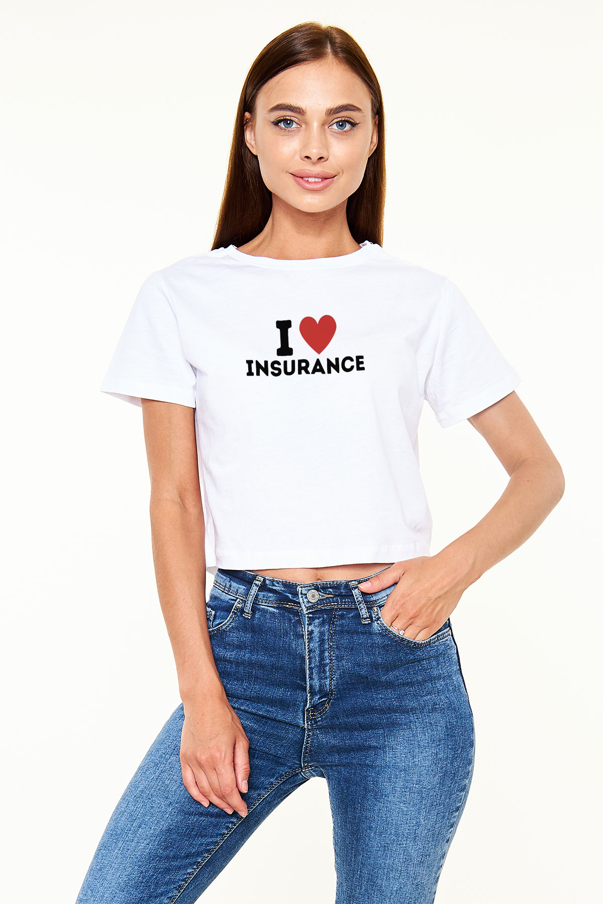 Sigortacı Beyaz  Crop Top Tişört
