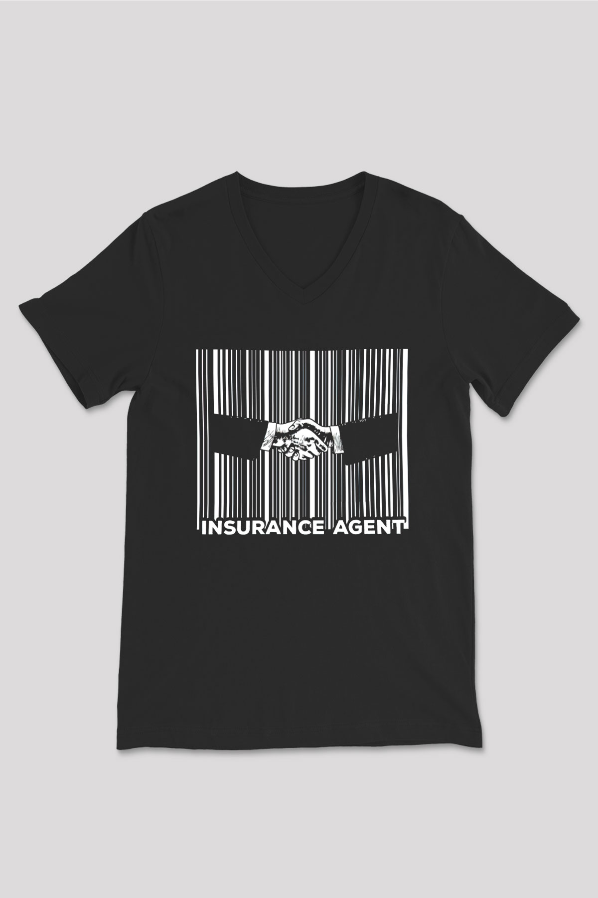 Sigortacı Siyah Unisex V Yaka Tişört