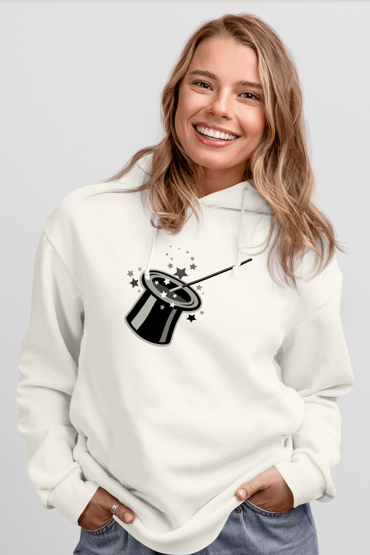 Sihirbaz Beyaz Unisex Hoodie