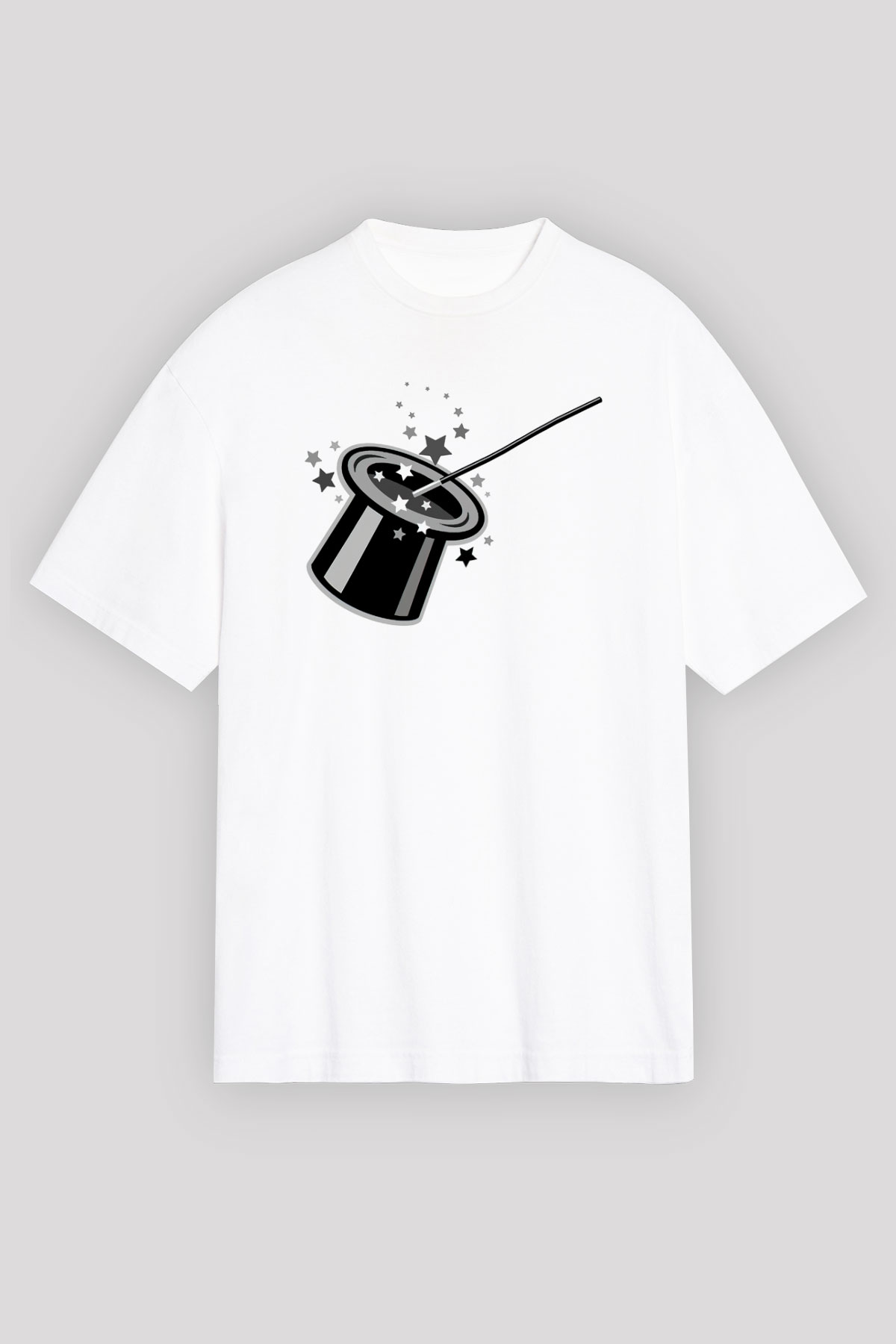 Sihirbaz Beyaz Unisex Oversize Tişört T-Shirt