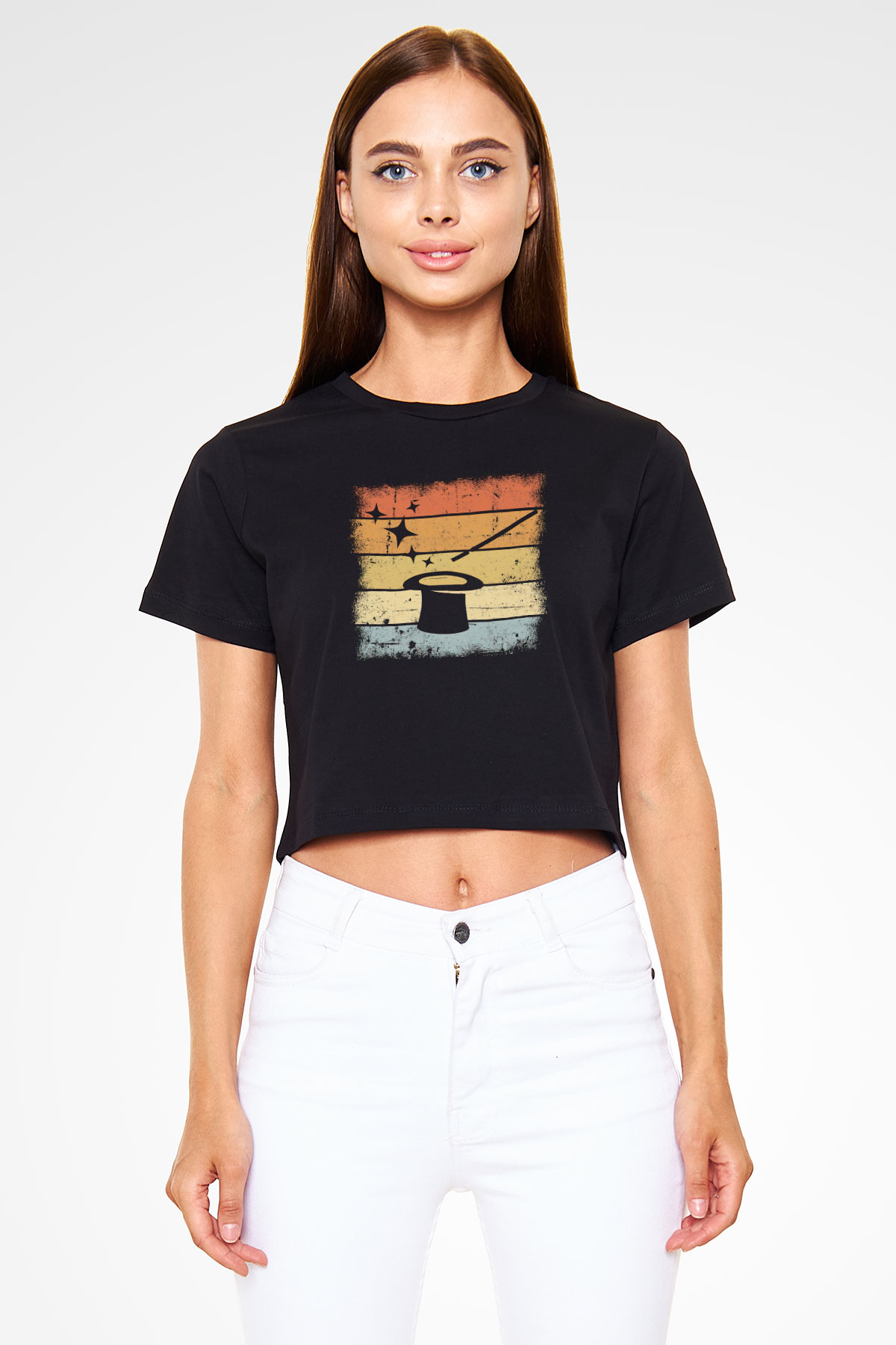 Sihirbaz Siyah  Crop Top Tişört