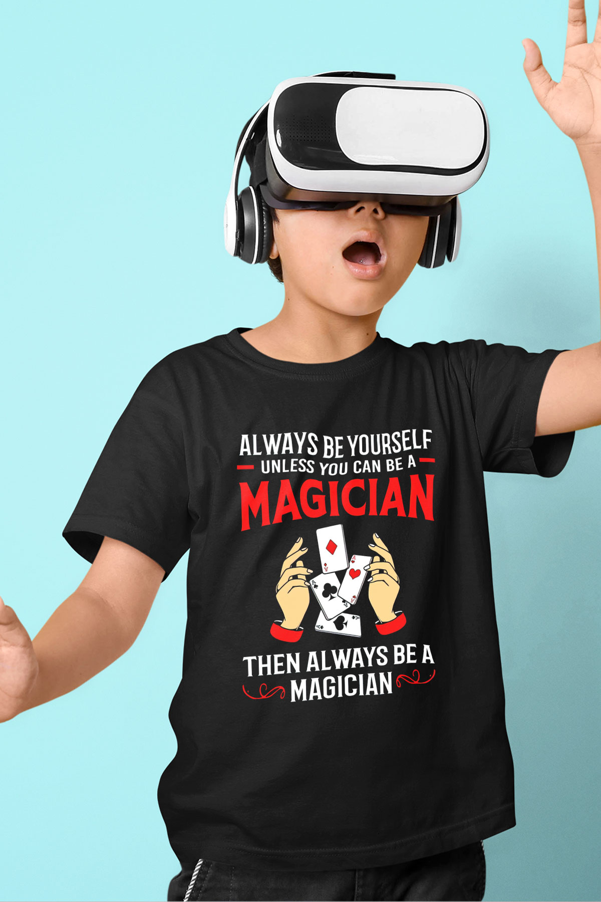 Sihirbaz Siyah Unisex Çocuk Tişört