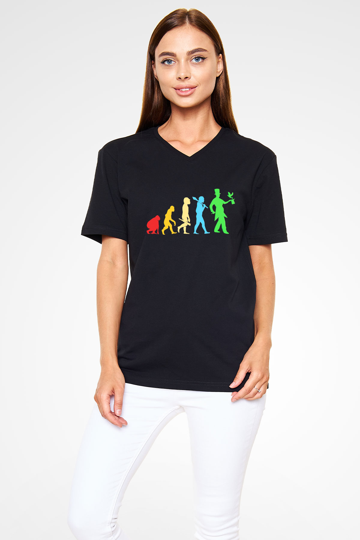 Sihirbaz Siyah Unisex V Yaka Tişört