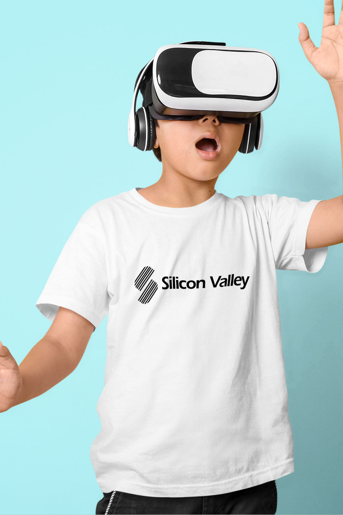 Silicon Valley Baskılı Beyaz Unisex Çocuk Tişört