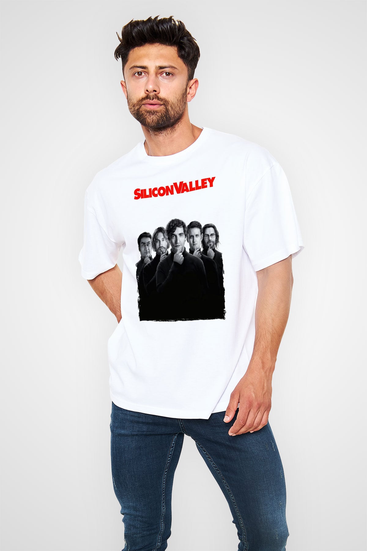 Silicon Valley Beyaz Oversize Tişört Oversize T-shirt