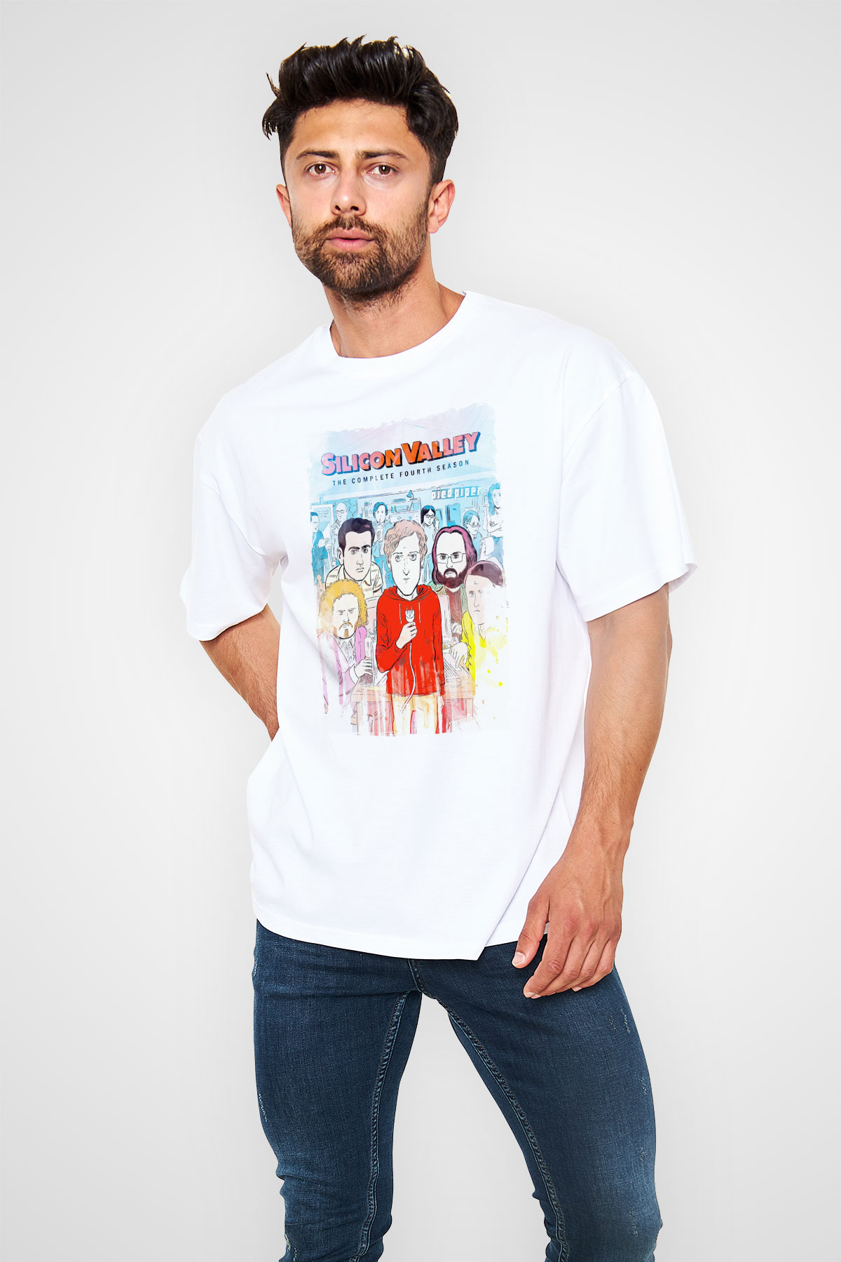 Silicon Valley Beyaz Oversize Tişört Oversize T-shirt