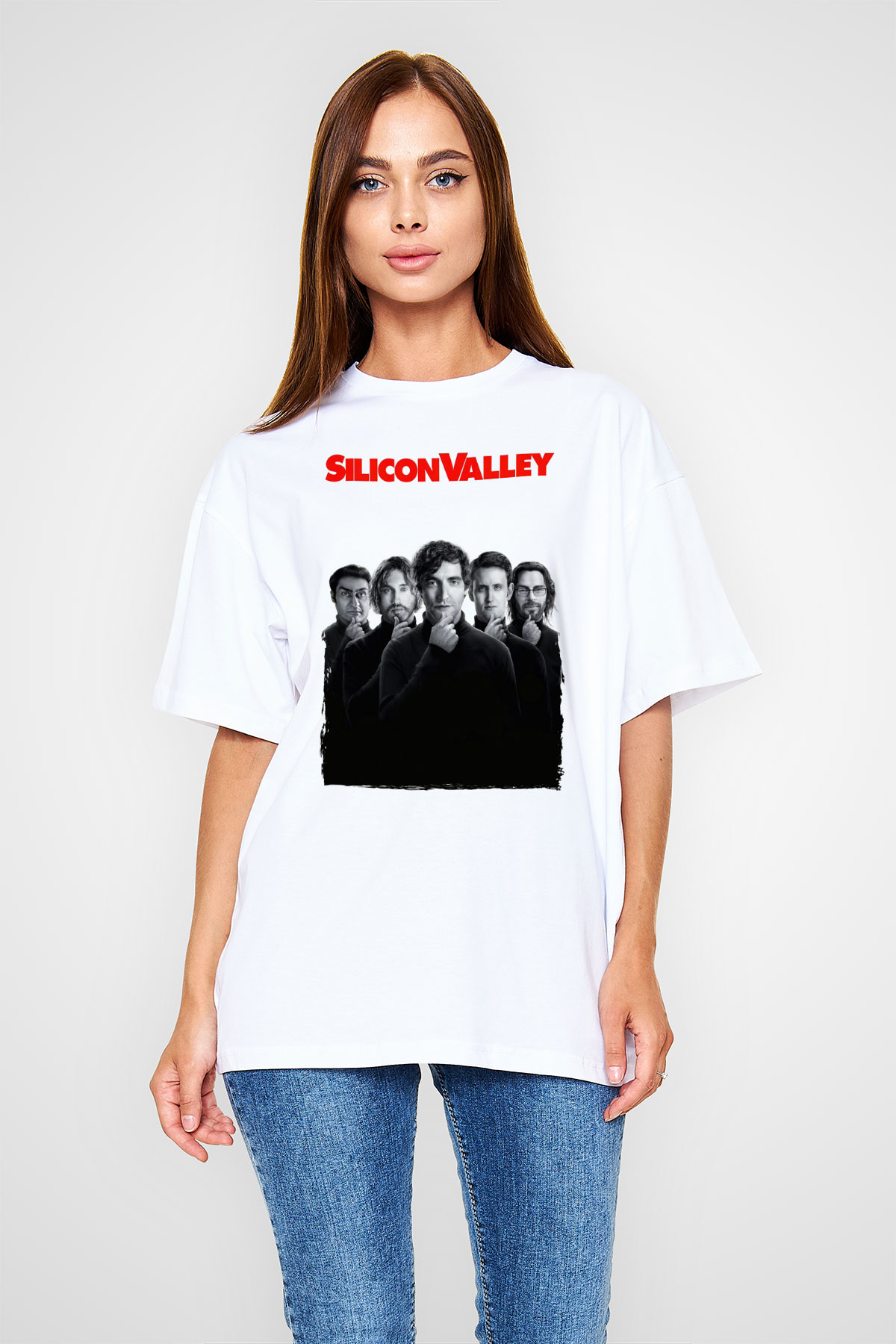 Silicon Valley Beyaz Oversize Tişört Oversize T-shirt