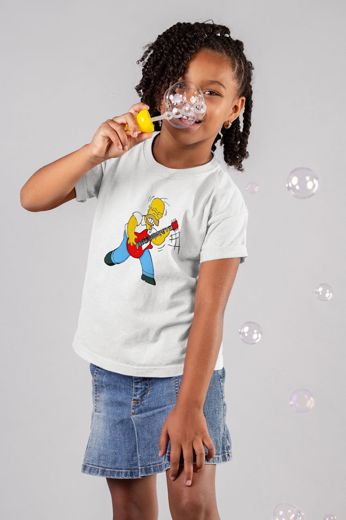 Simpsons Baskılı Beyaz Unisex Çocuk Tişört