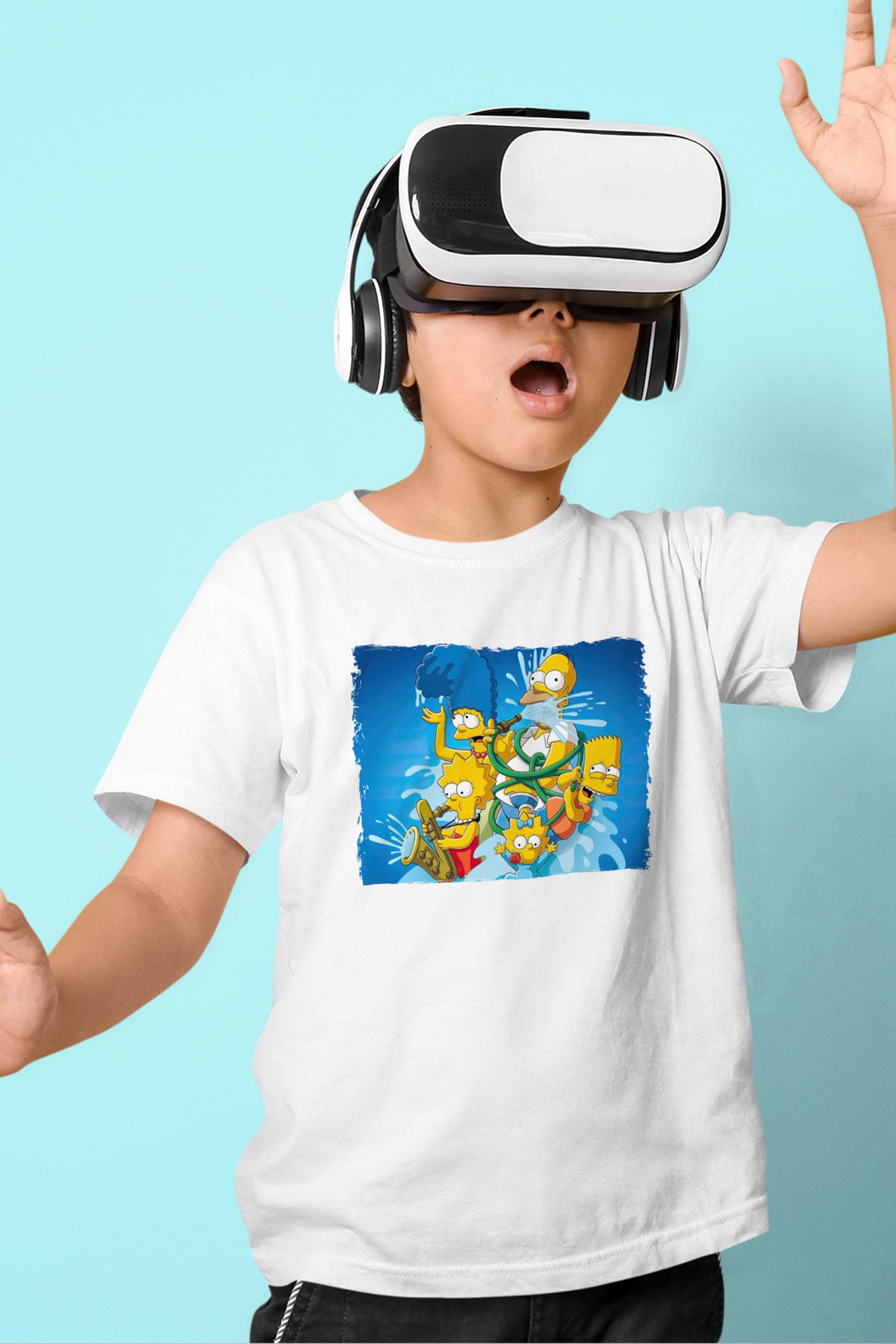 Simpsons Beyaz Unisex Çocuk Tişört