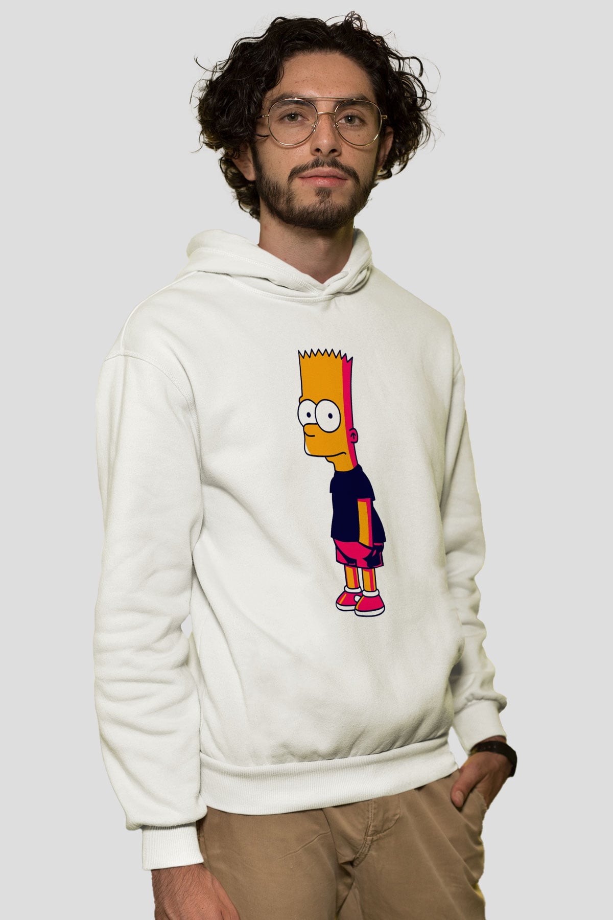 Simpsons Beyaz Unisex Hoodie