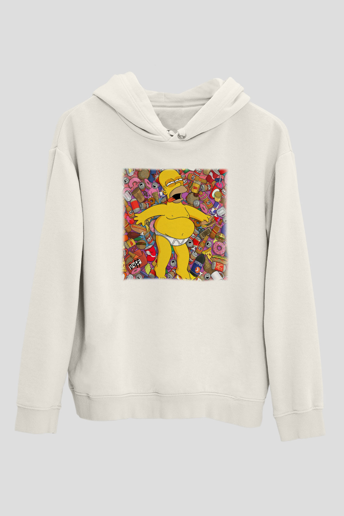 Simpsons Beyaz Unisex Kapşonlu Sweatshirt
