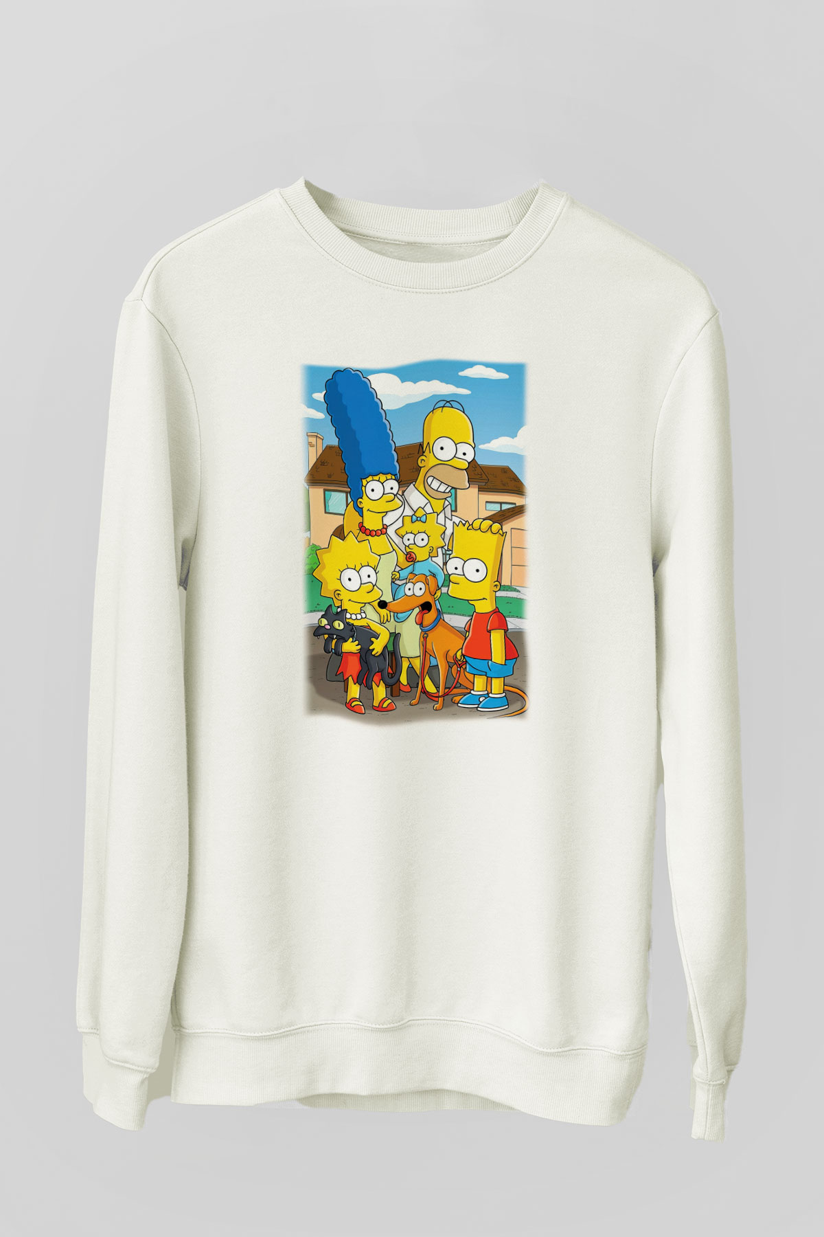 Simpsons Beyaz Unisex Sweatshirt