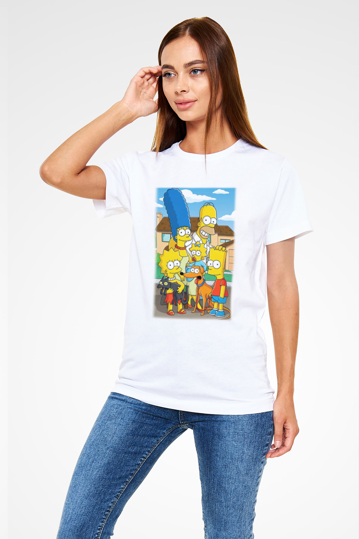 Simpsons Beyaz Unisex Tişört T-Shirt