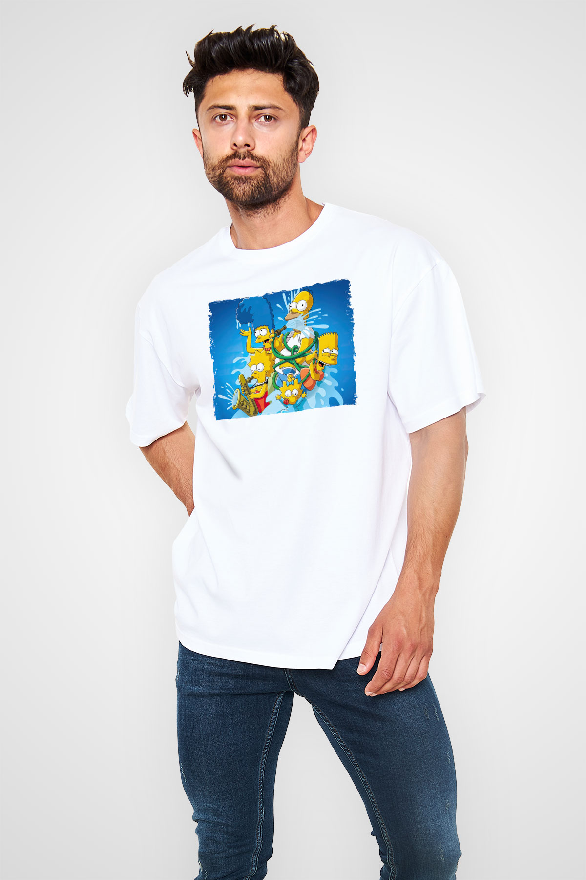 Simpsons Beyaz Oversize Tişört Oversize T-shirt