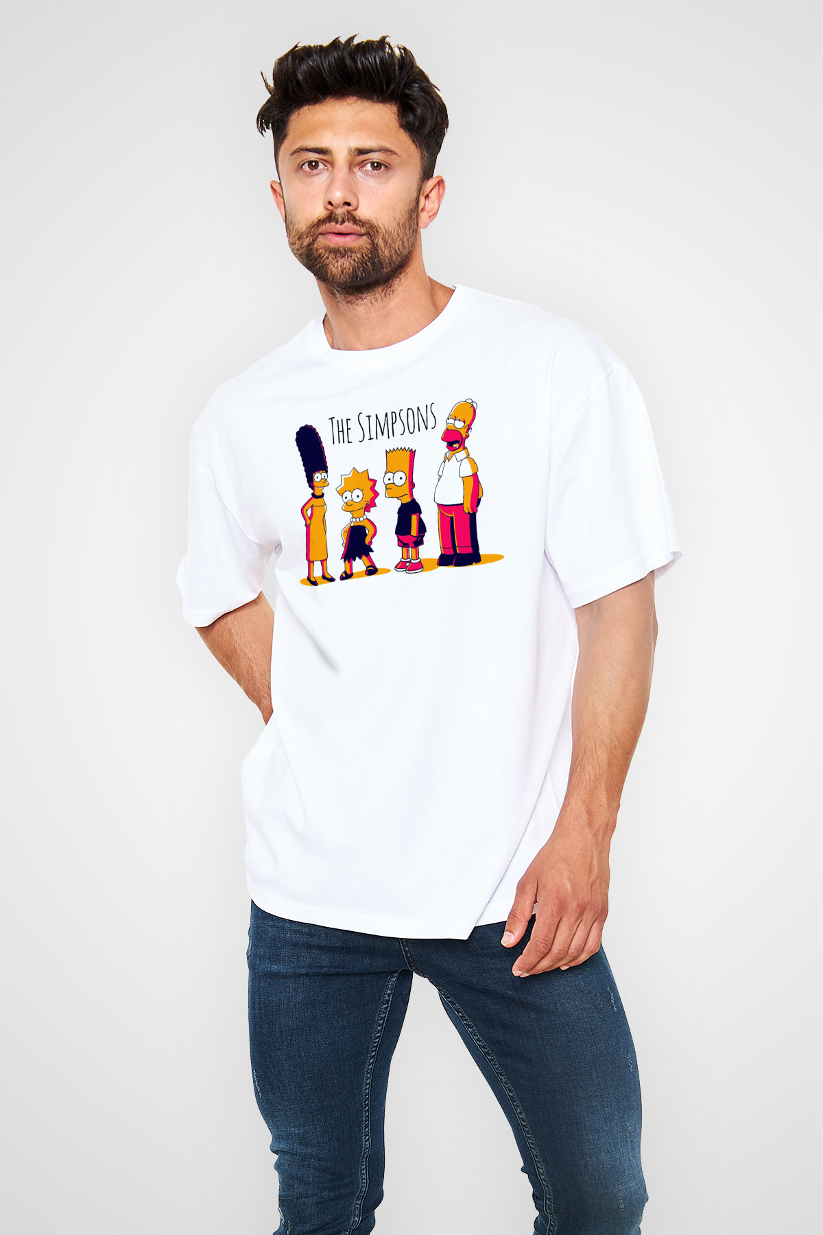 Simpsons Beyaz Oversize Tişört Oversize T-shirt