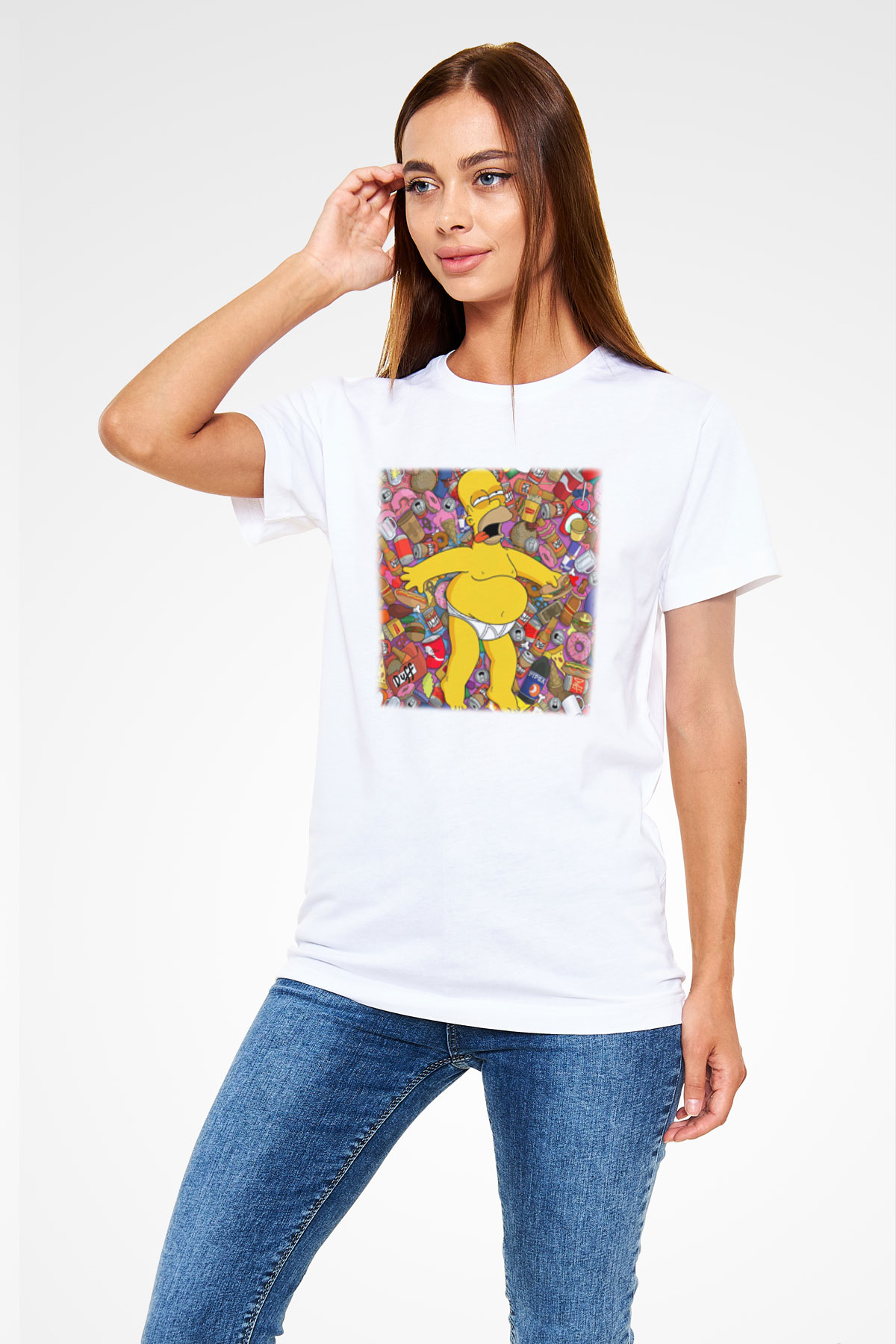 Simpsons Beyaz Unisex Tişört T-Shirt