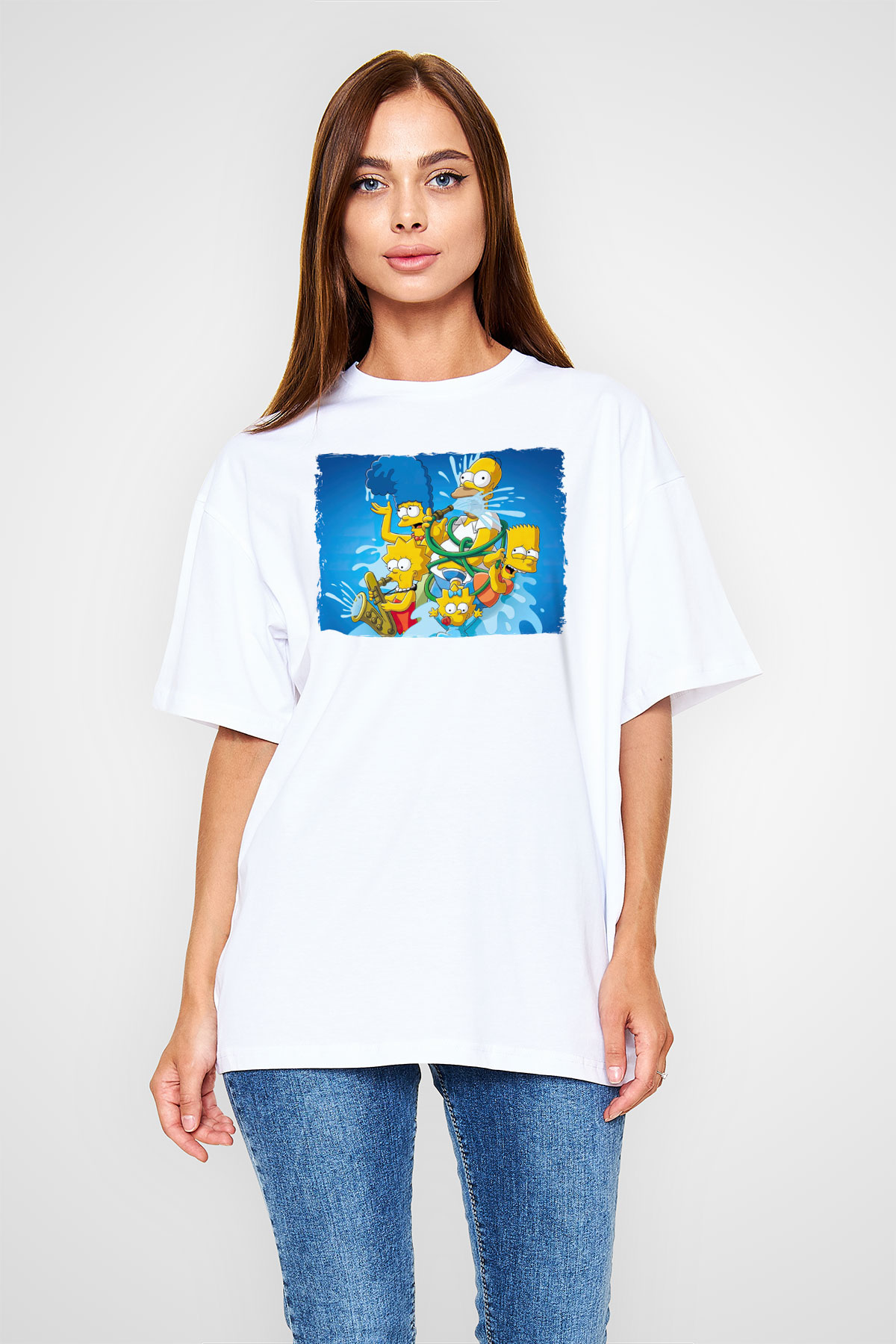 Simpsons Beyaz Oversize Tişört Oversize T-shirt