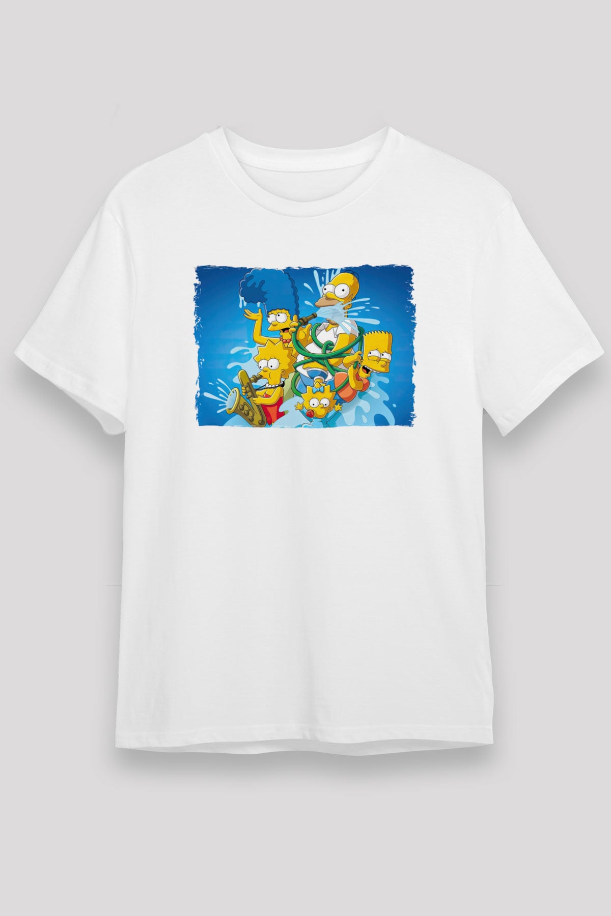 Simpsons Beyaz Unisex Tişört T-Shirt