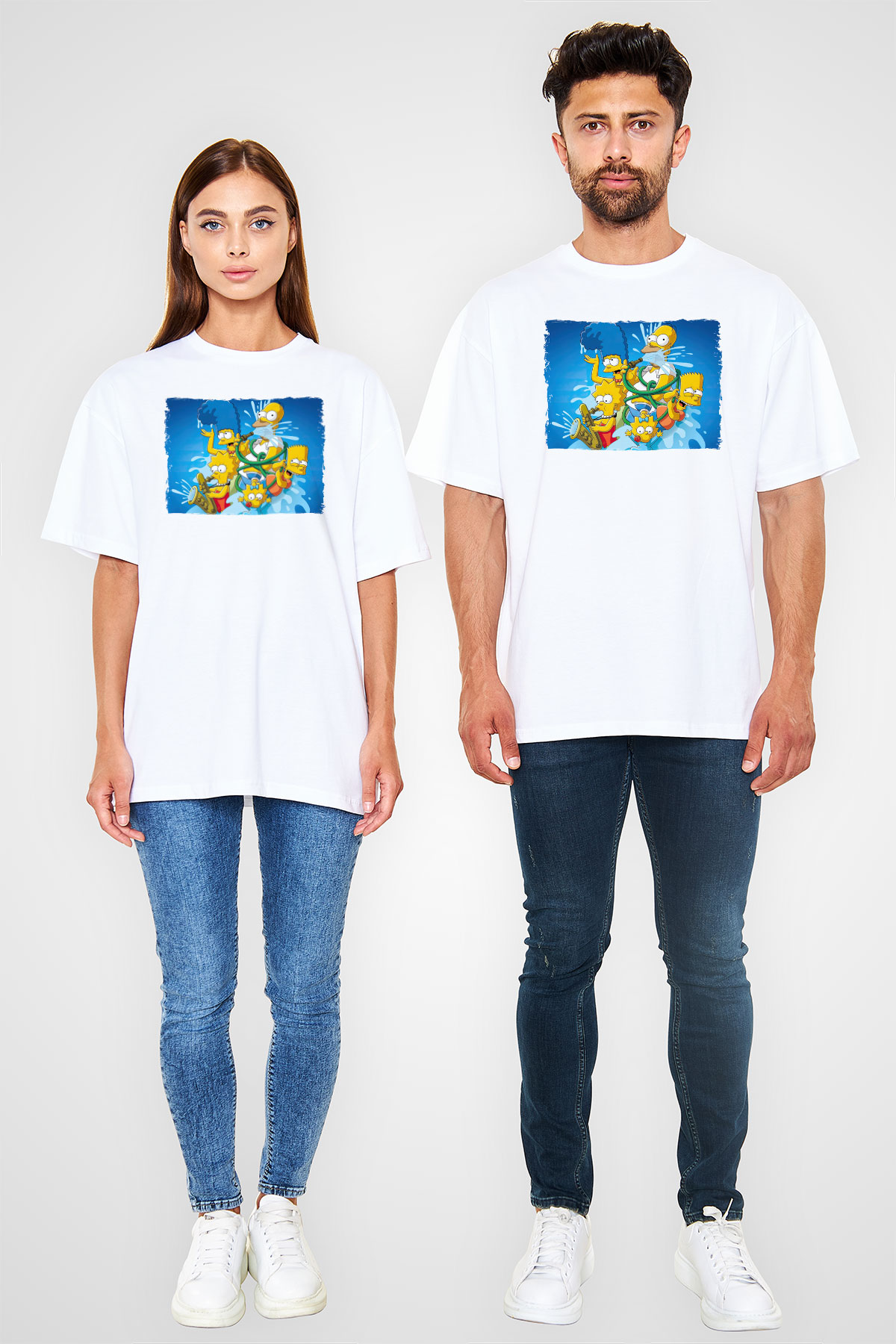 Simpsons Beyaz Oversize Tişört Oversize T-shirt
