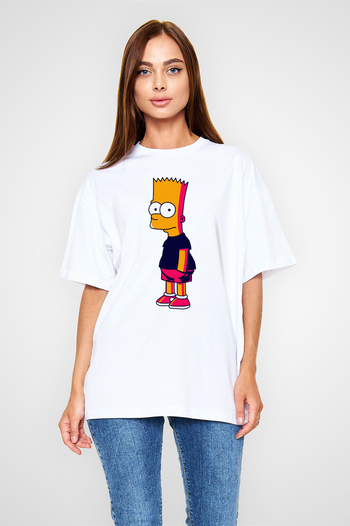 Simpsons Beyaz Oversize Tişört Oversize T-shirt