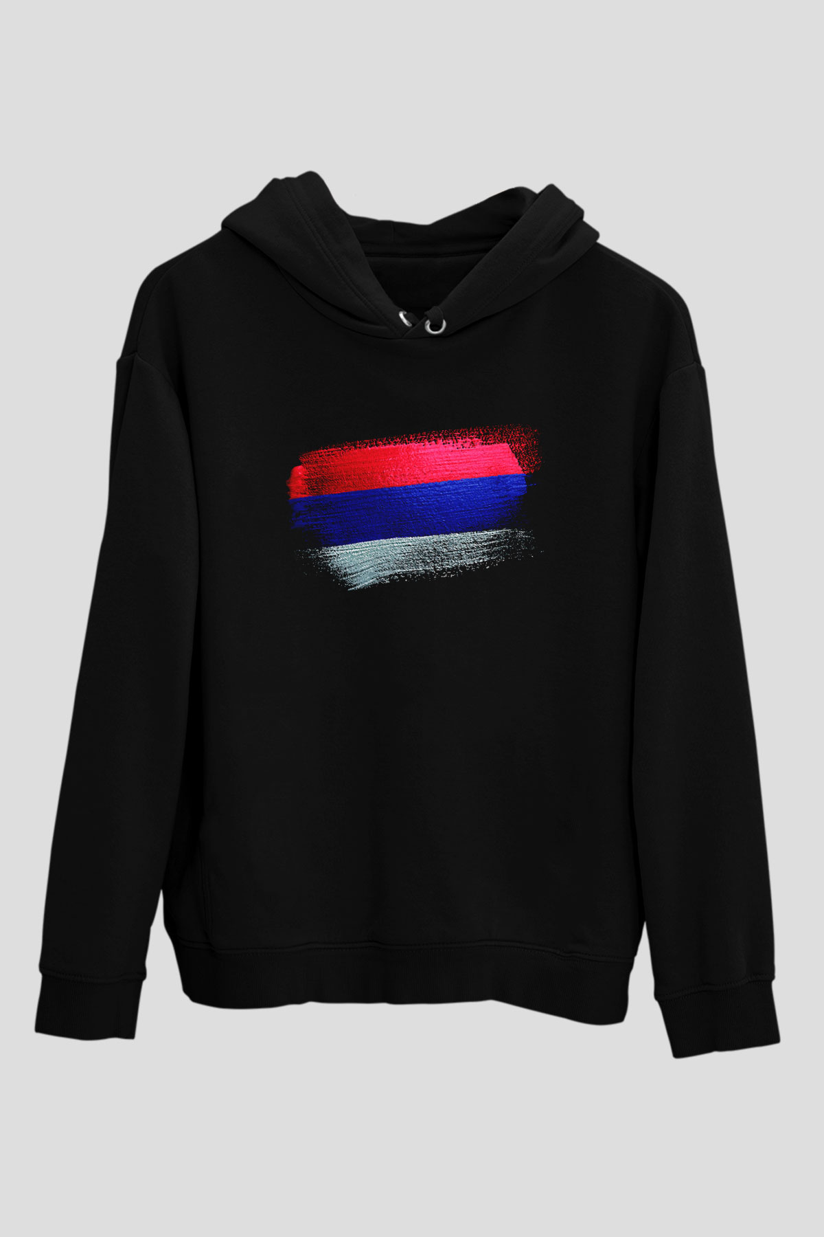 Sırp Cumhuriyeti - Republika Srpska Bayrağı Baskılı Unisex Siyah Kapüşonlu Sweatshirt