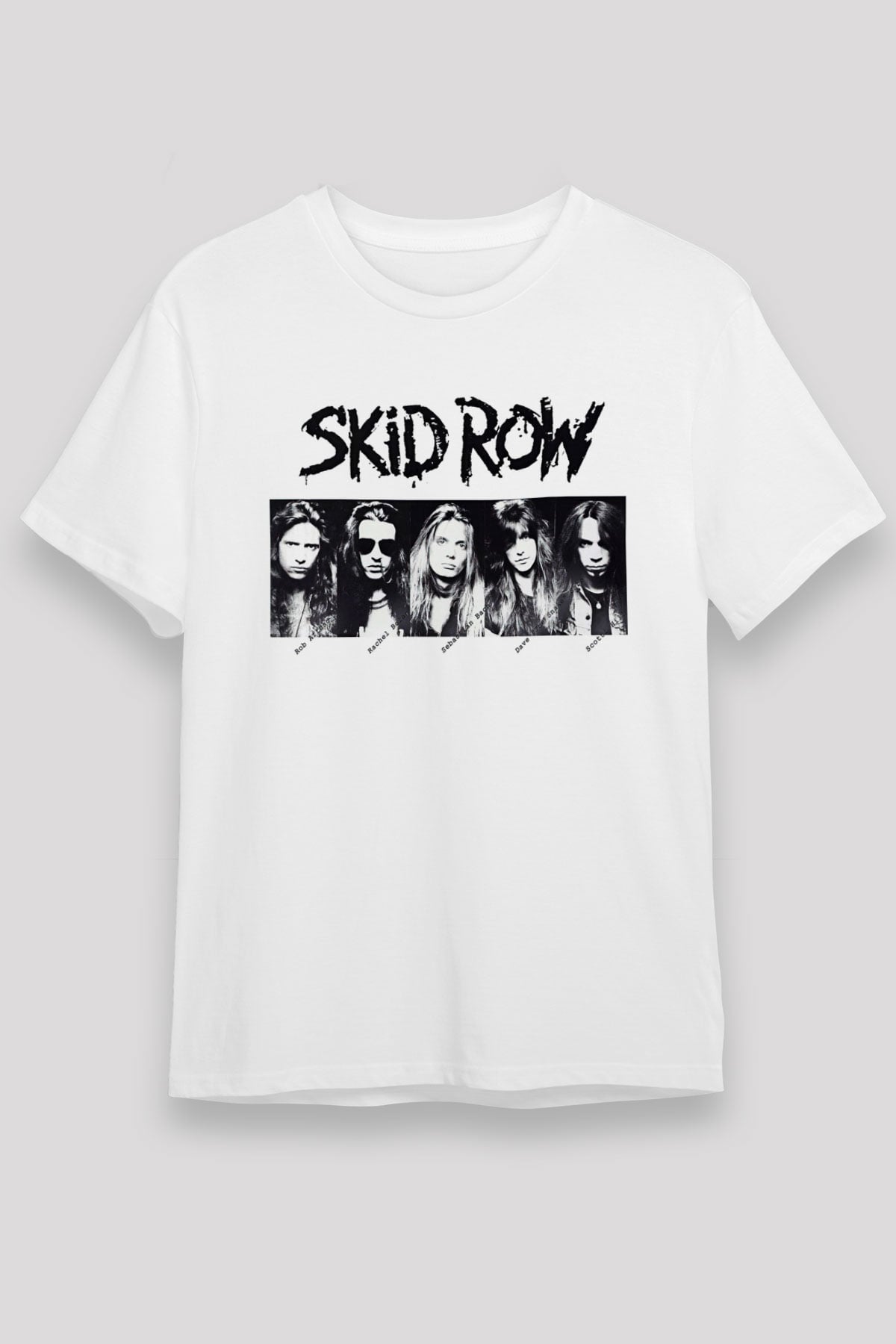 Skid Row Baskılı Unisex Beyaz Tişört - Tshirt