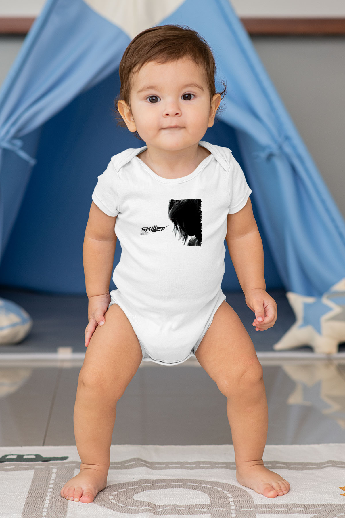 Skillet Baskılı Beyaz Unisex Bebek Body - Zıbın