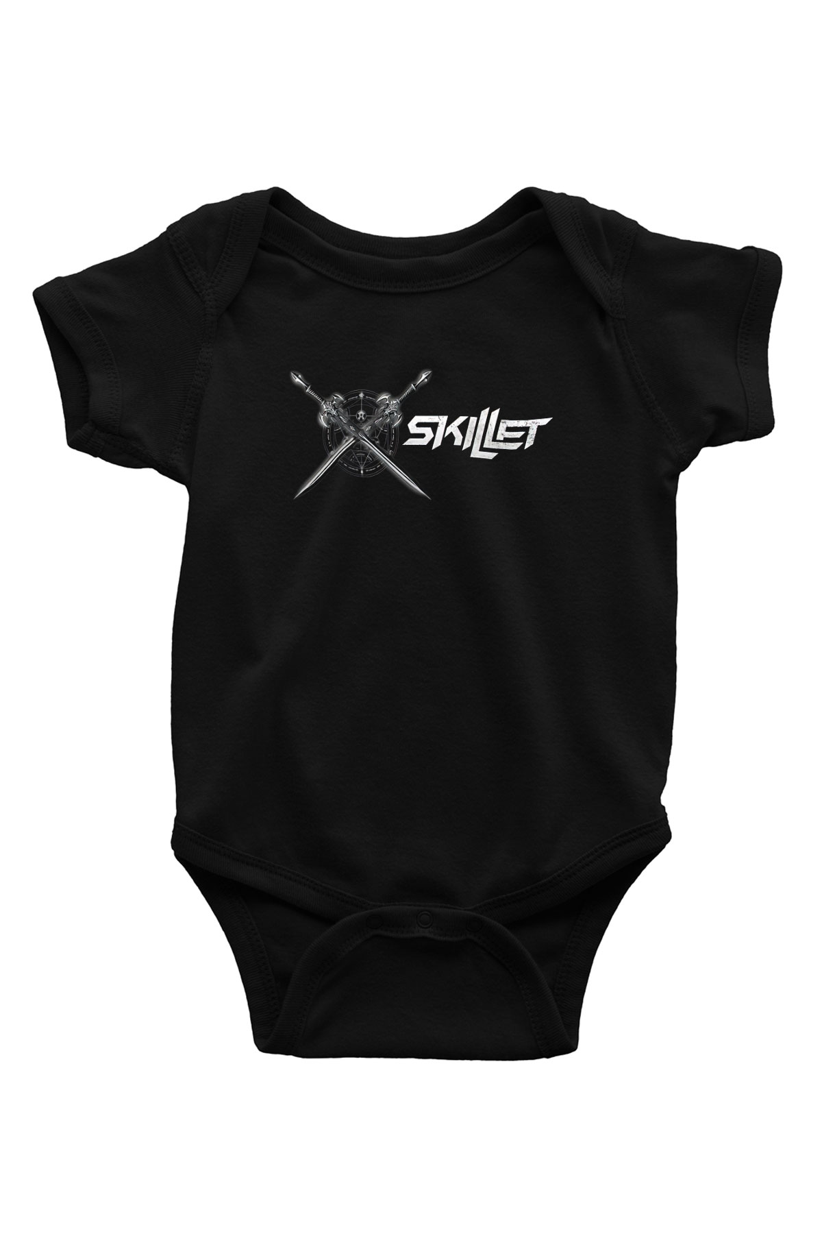 Skillet Baskılı Unisex Siyah Bebek Body - Zıbın