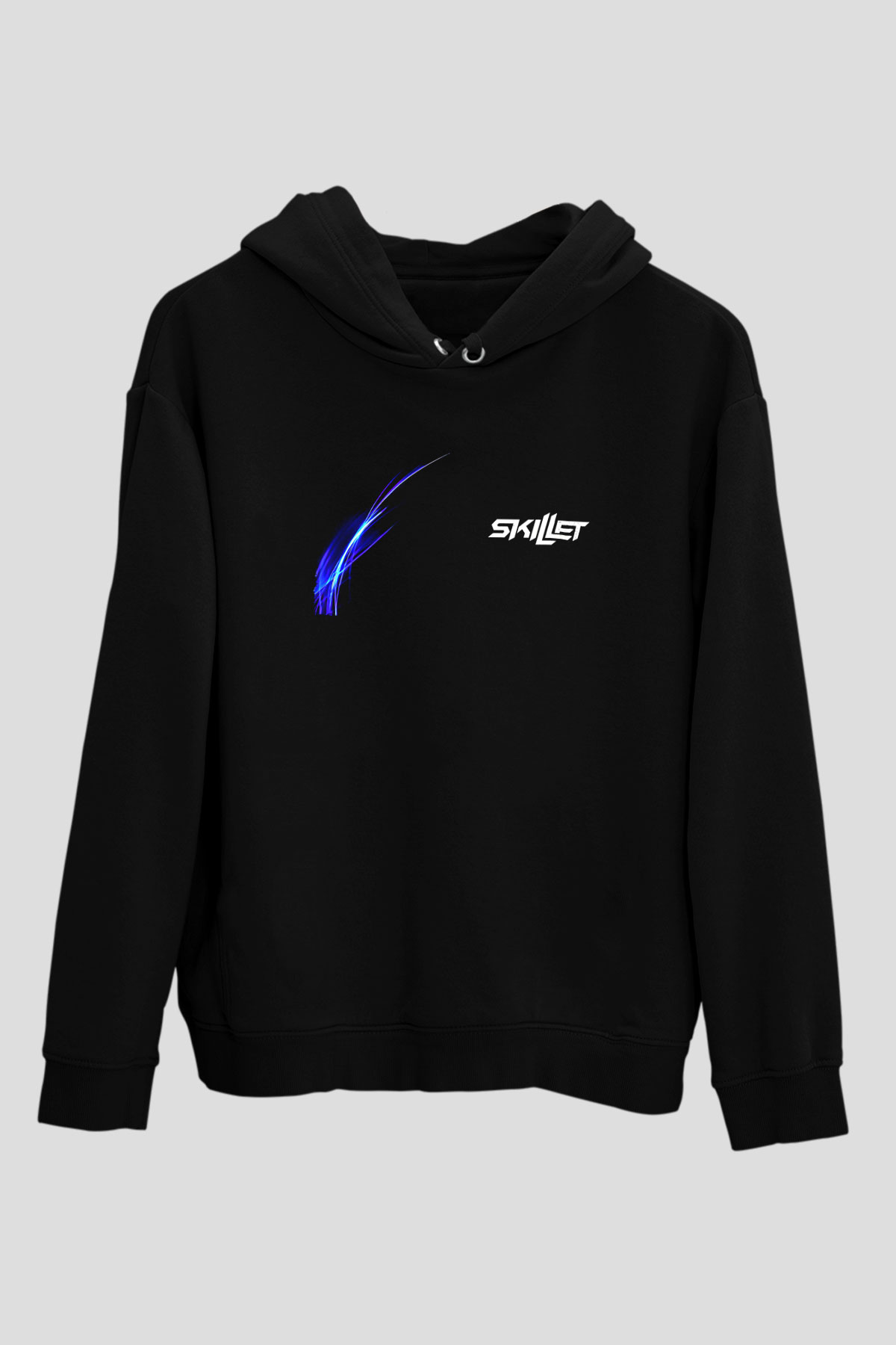 Skillet Baskılı Unisex Siyah Kapüşonlu Sweatshirt