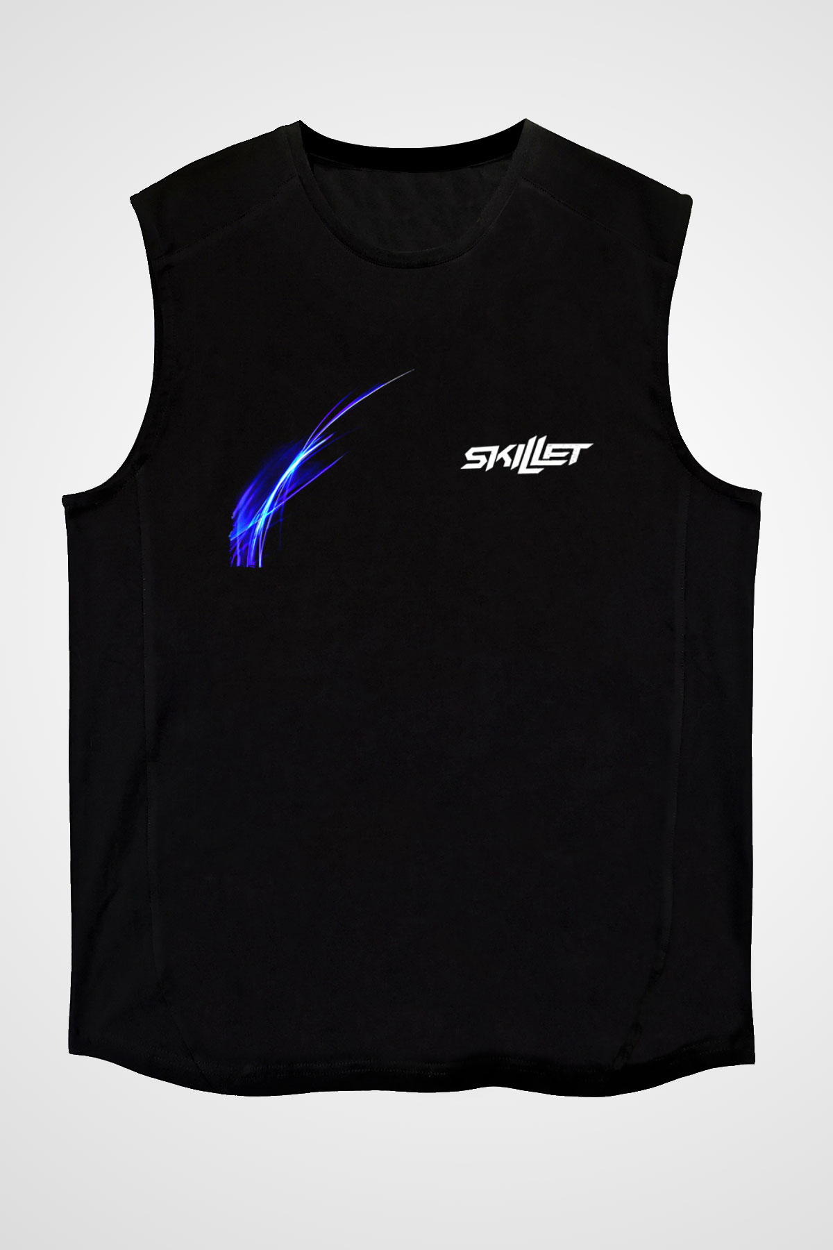 Skillet Baskılı Unisex Siyah Kolsuz Tişört - Tshirt