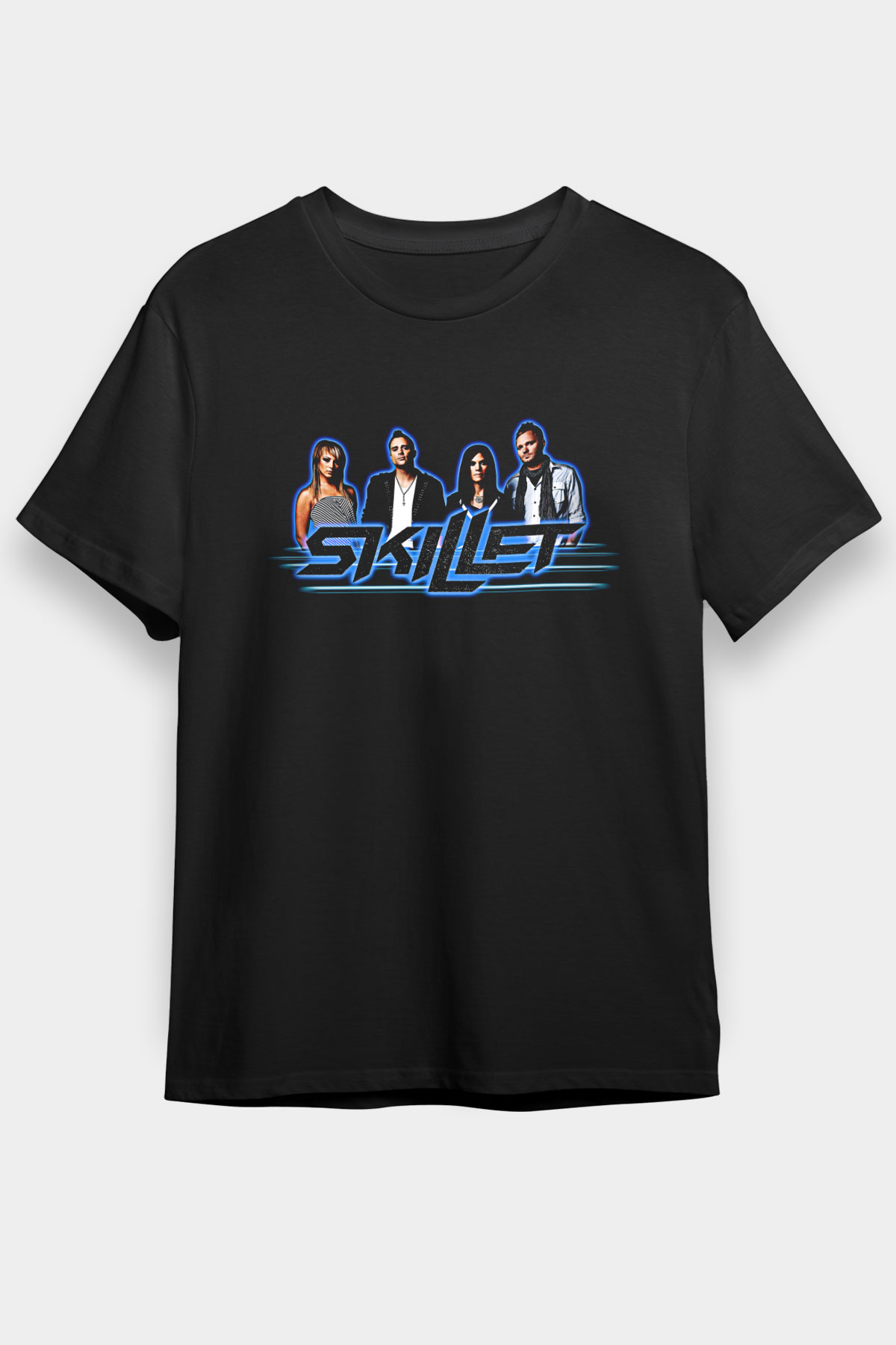 Skillet Baskılı Unisex Siyah Tişört - Tshirt