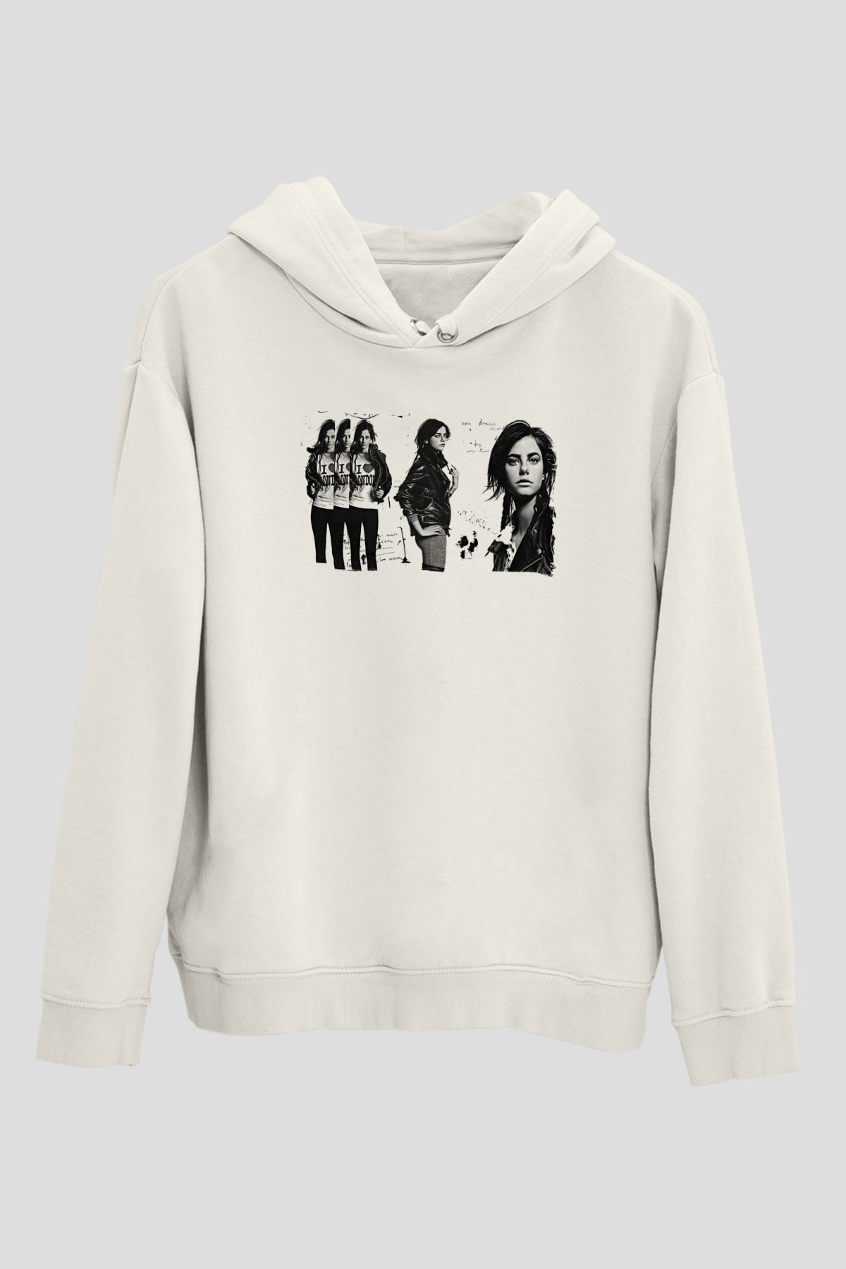 Skins Baskılı Siyah Tişört Baskılı Beyaz Unisex Hoodie