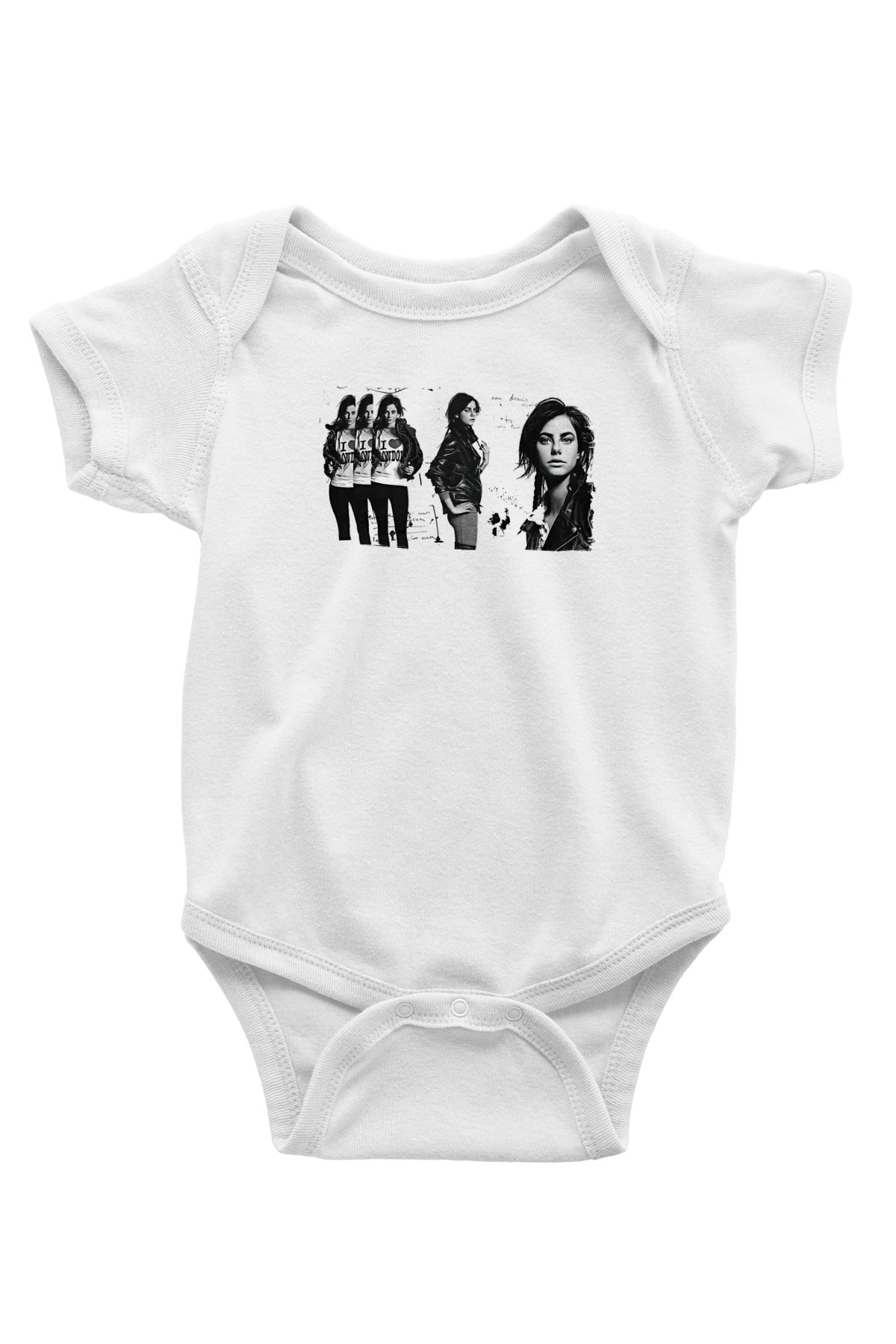 Skins Baskılı Siyah Tişört Baskılı Beyaz Unisex Bebek Body - Zıbın