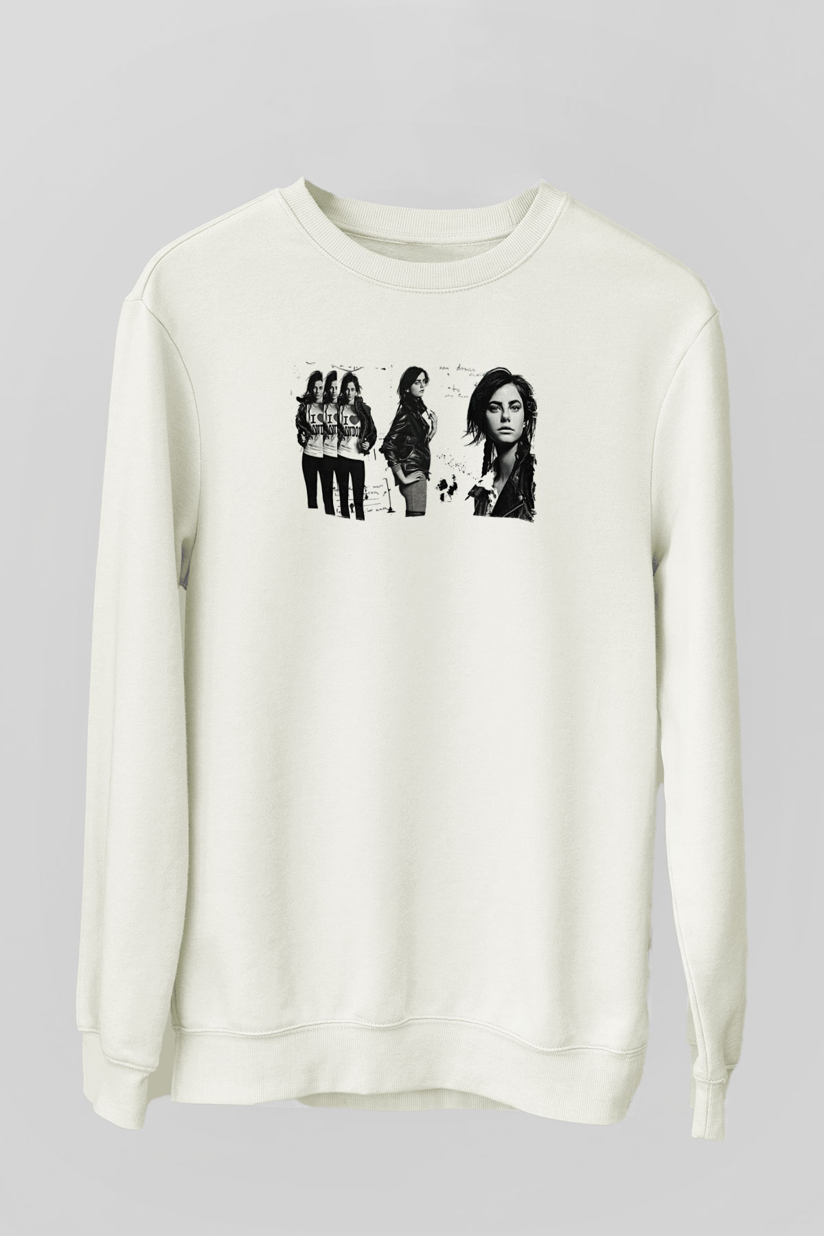 Skins Baskılı Siyah Tişört Baskılı Beyaz Unisex Sweatshirt