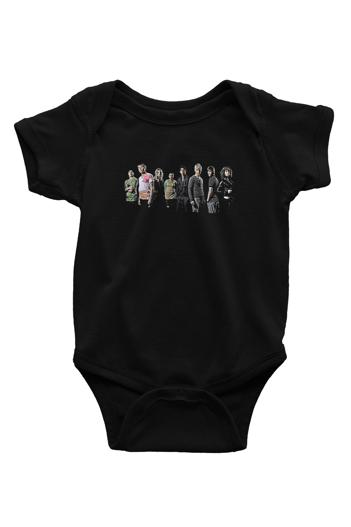 Skins Baskılı Unisex Siyah Bebek Body - Zıbın