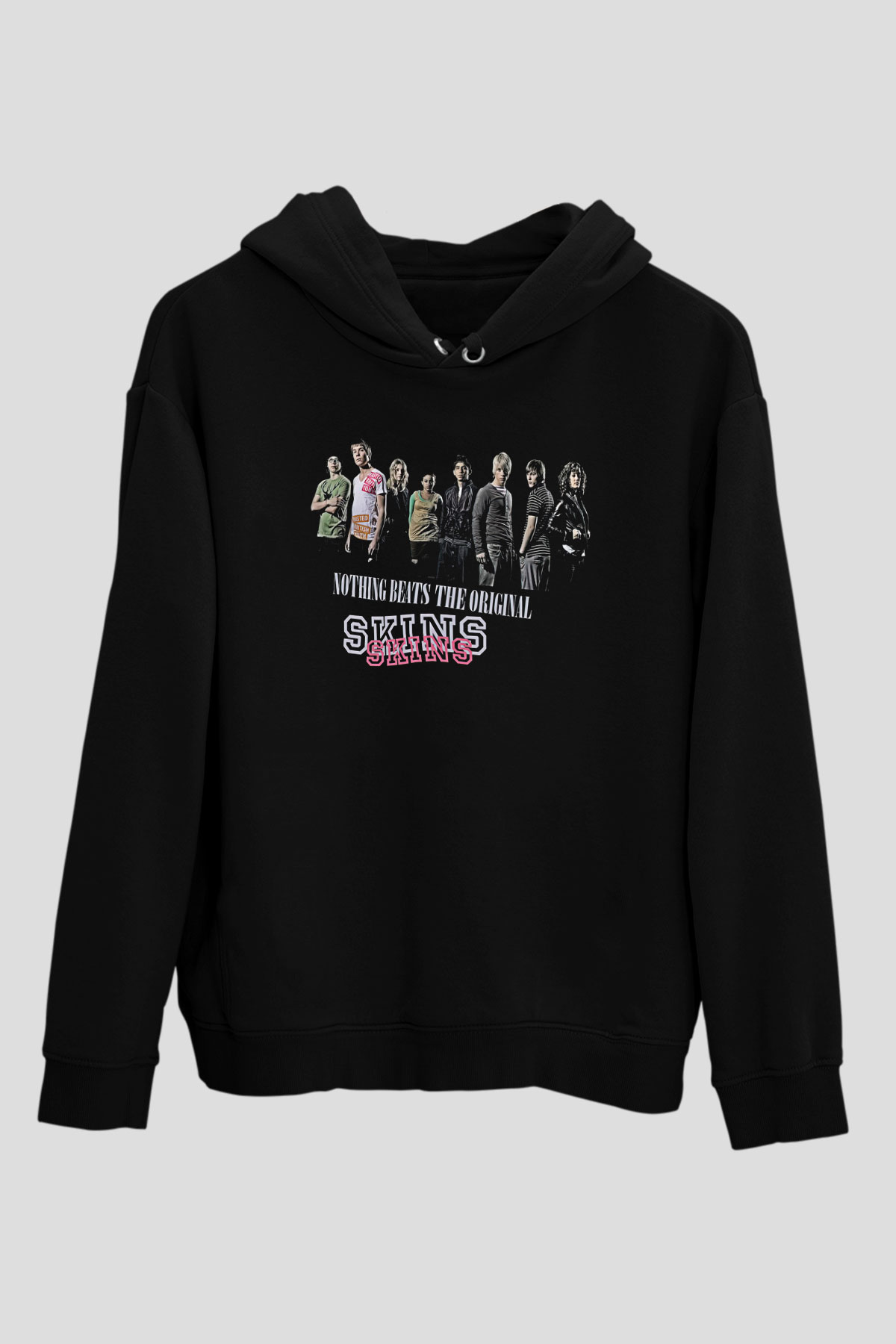 Skins Baskılı Unisex Siyah Hoodie