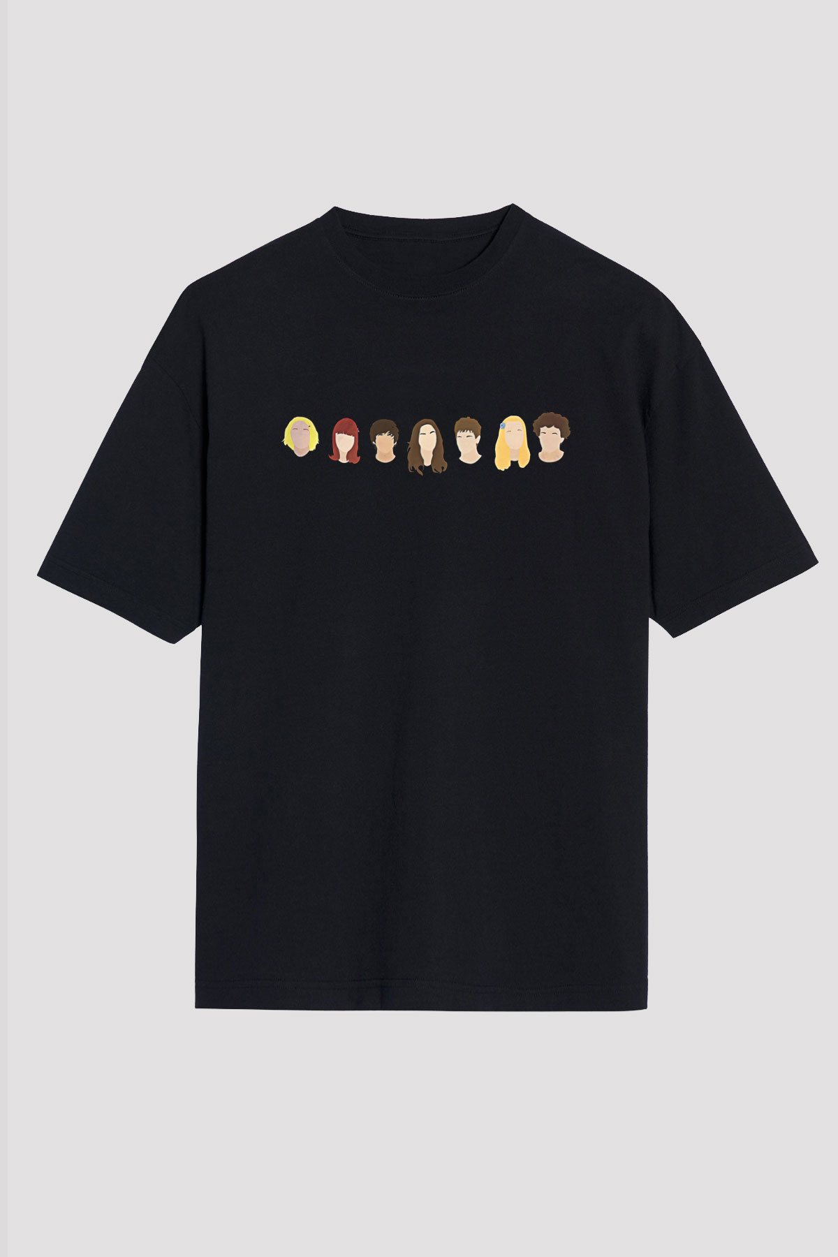 Skins Baskılı Unisex Siyah Oversize Tişört - Tshirt