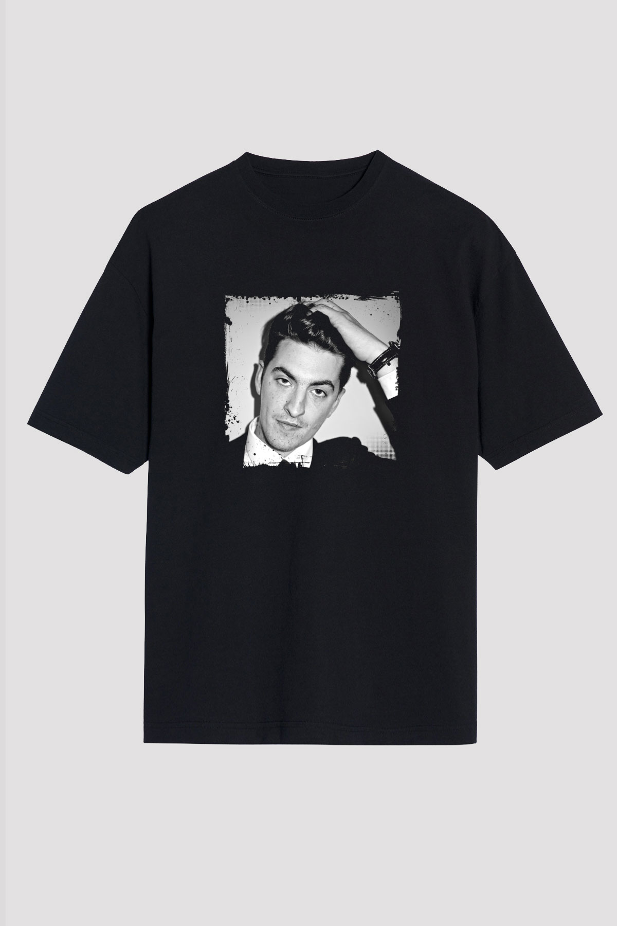 Skream Baskılı Unisex Oversize Siyah Tişört