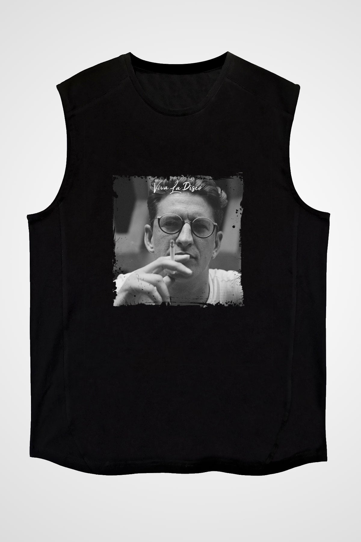 Skream Baskılı Unisex Siyah Kolsuz Tişört