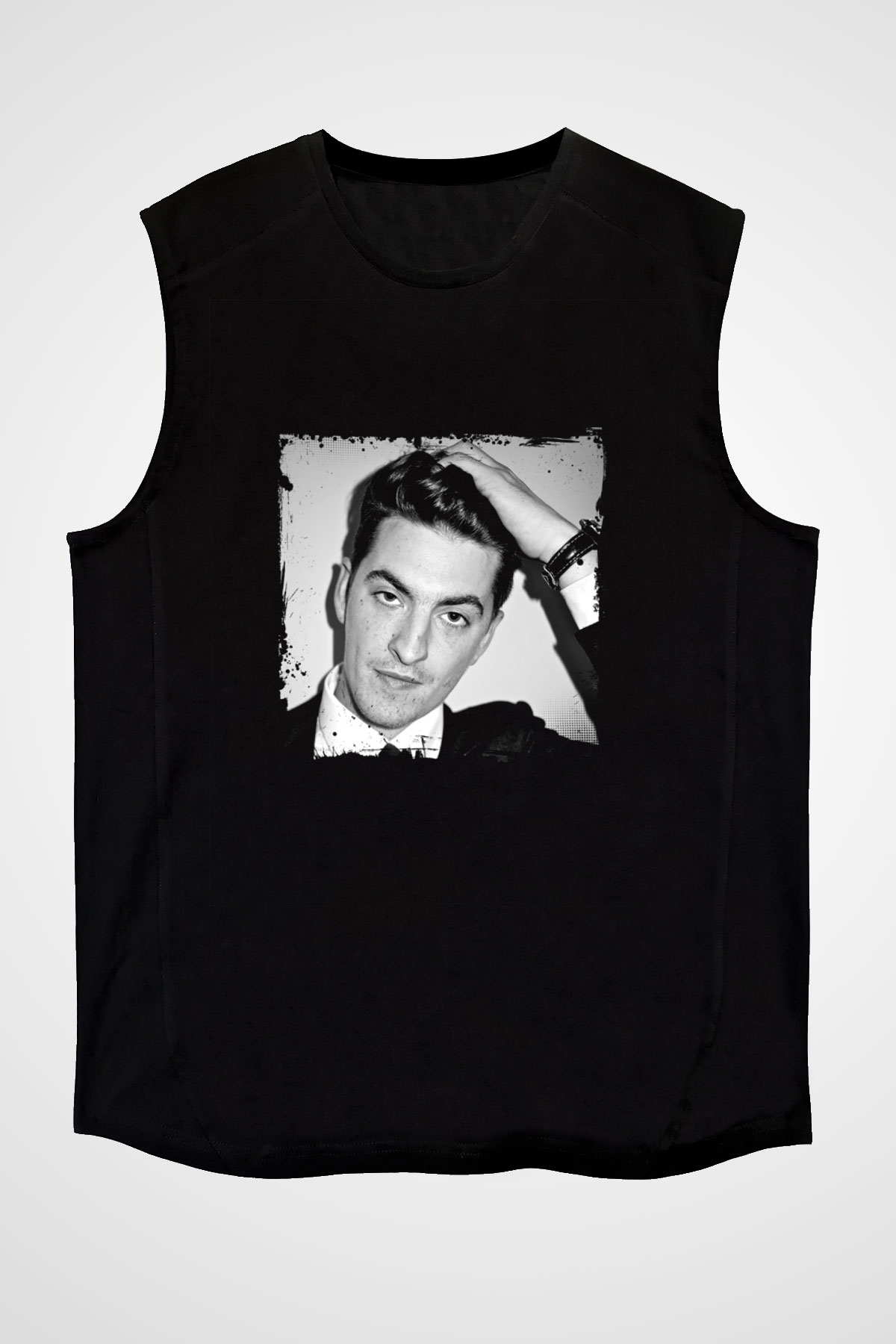Skream Baskılı Unisex Siyah Kolsuz Tişört