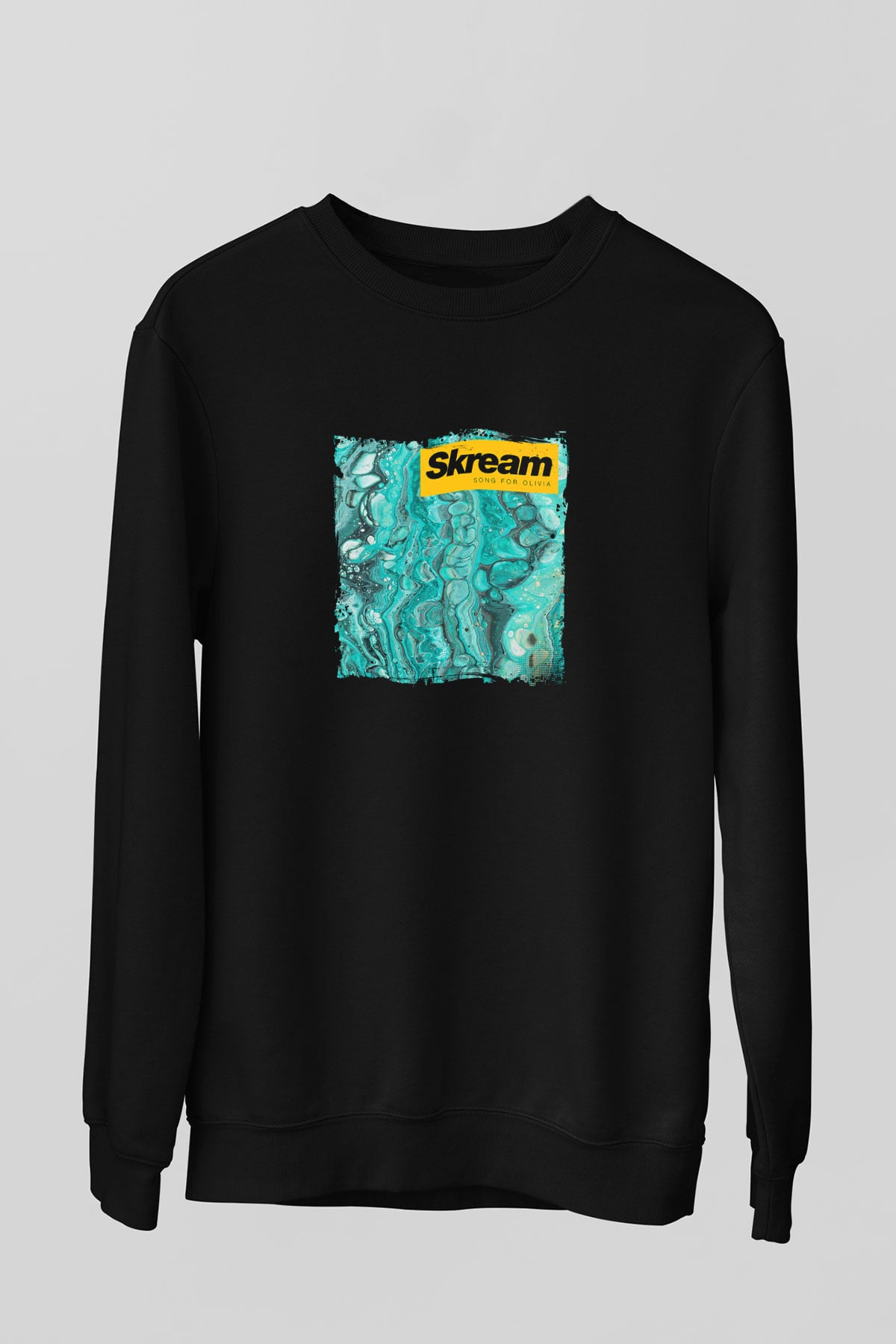 Skream Baskılı Unisex Siyah Sweatshirt