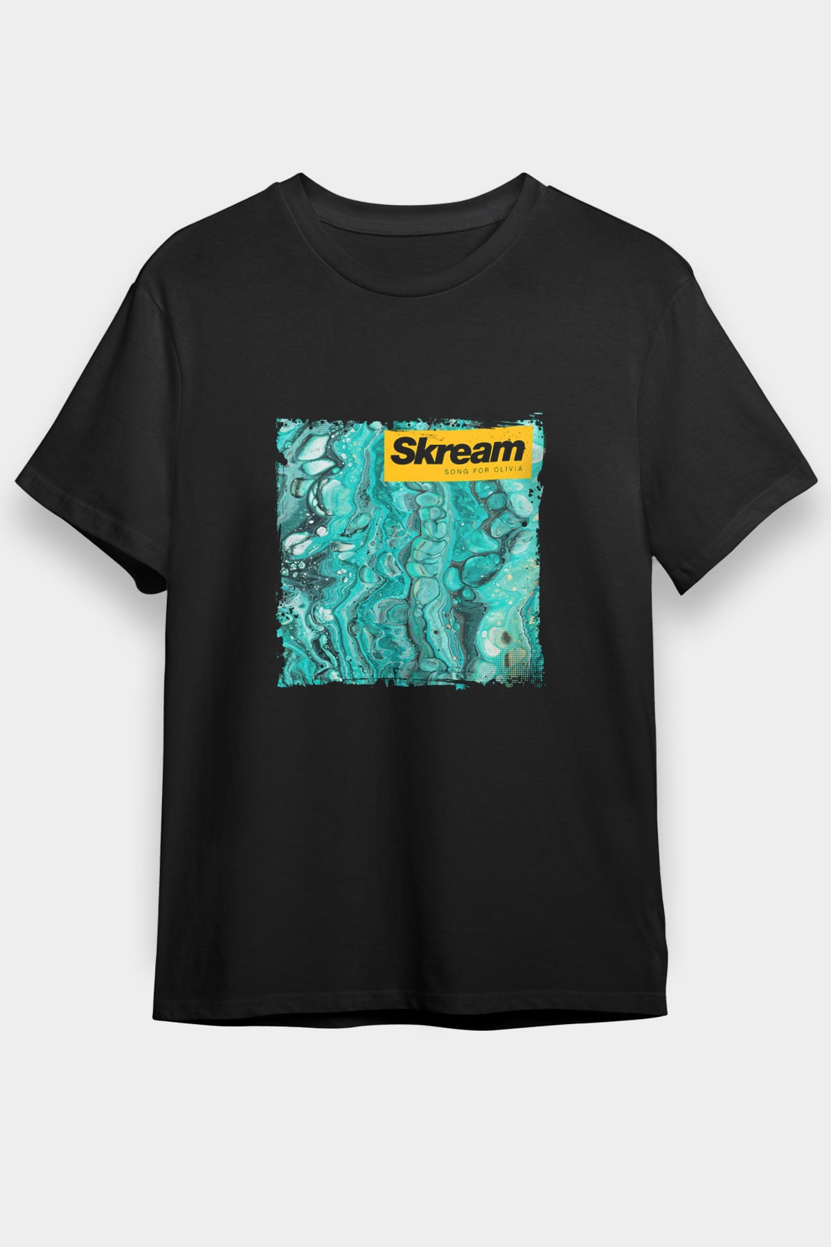 Skream Baskılı Unisex Siyah Tişört