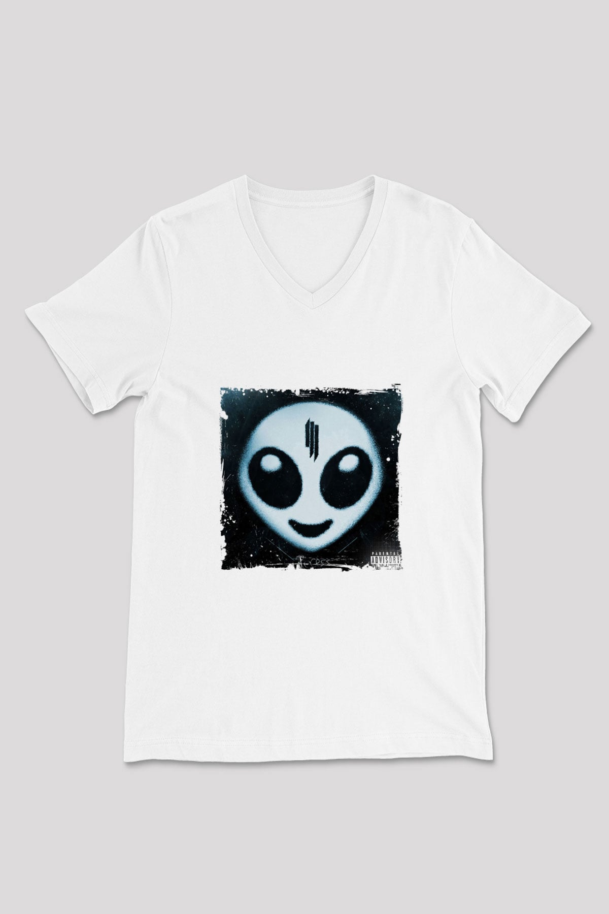 Skrillex Baskılı Beyaz V Yaka Unisex Tişört