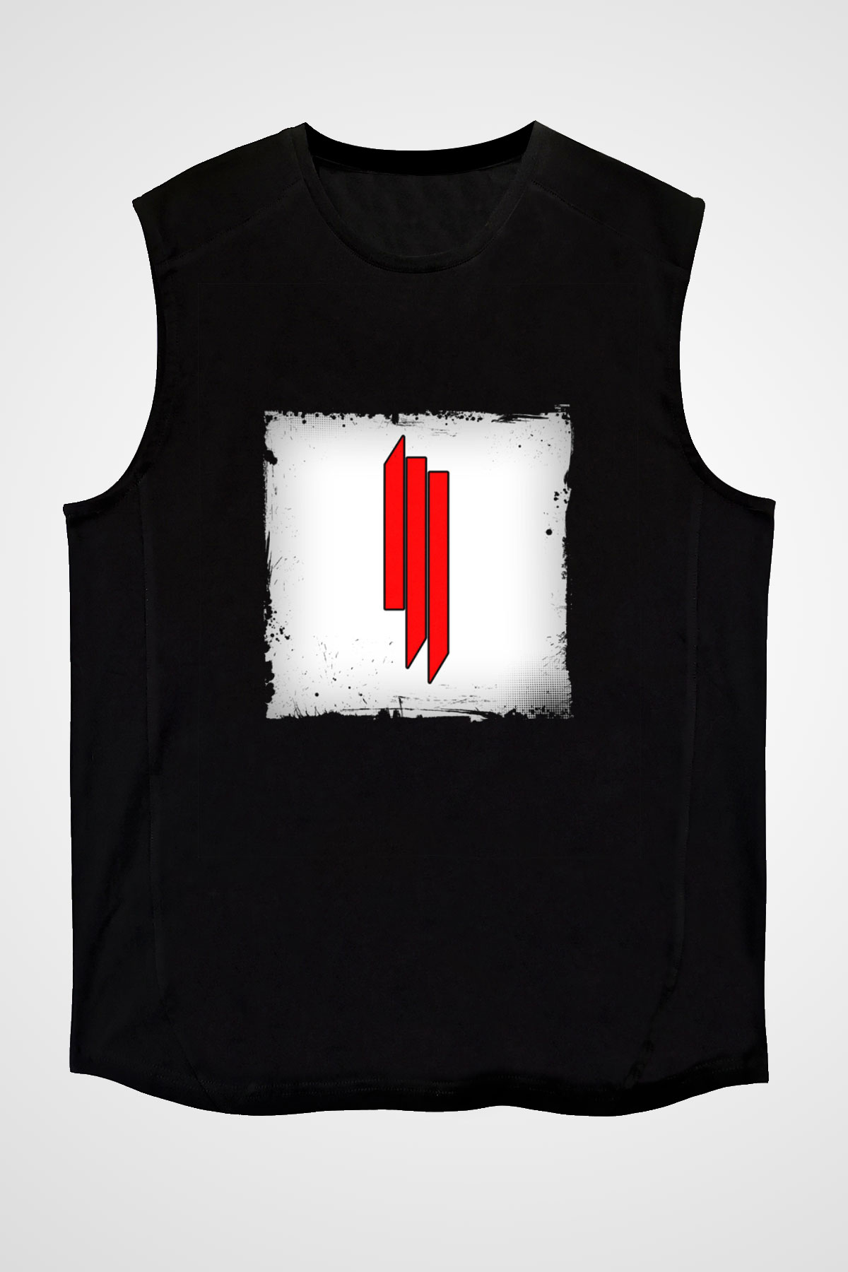 Skrillex Baskılı Unisex Siyah Kolsuz Tişört