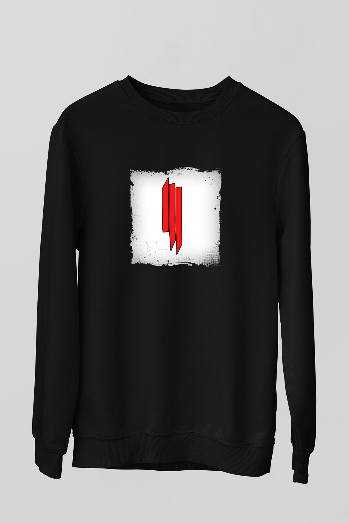 Skrillex Baskılı Unisex Siyah Sweatshirt
